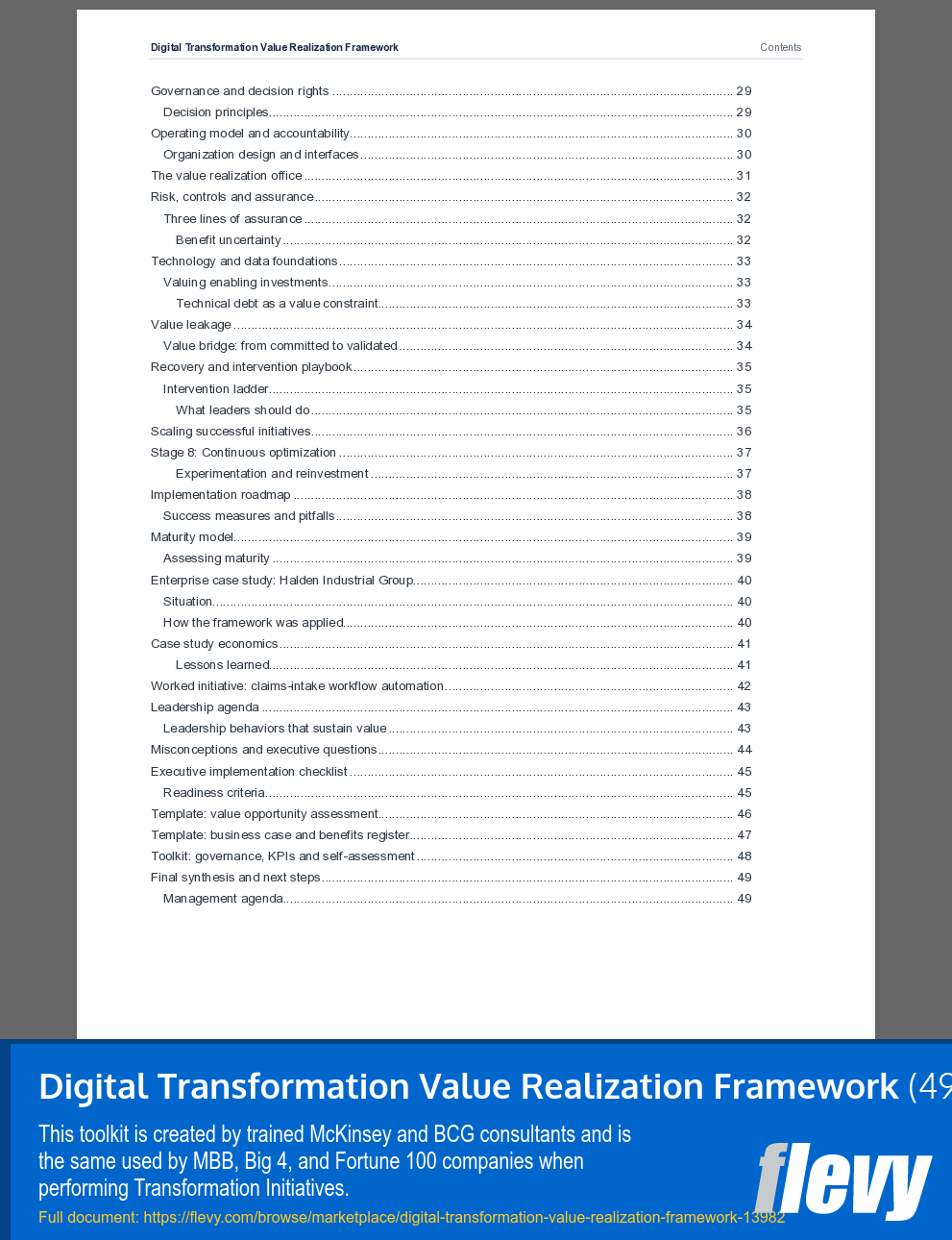 Digital Transformation Value Realization Framework (49-page Word document) Preview Image