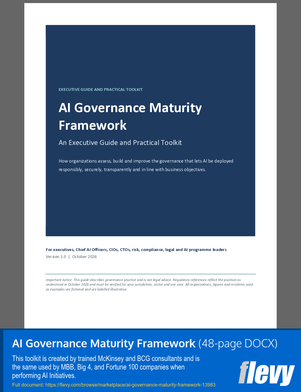 AI Governance Maturity Framework (48-page Word document) Preview Image