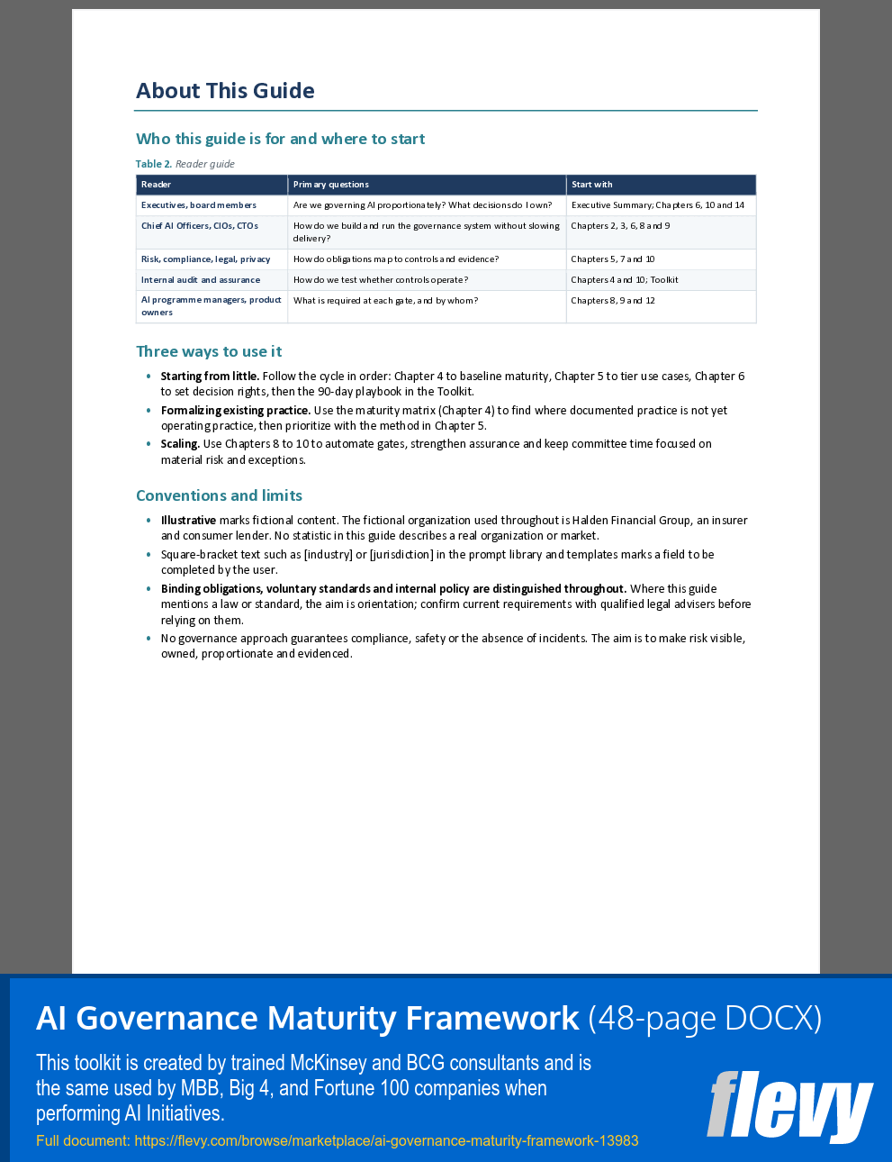 AI Governance Maturity Framework (48-page Word document) Preview Image