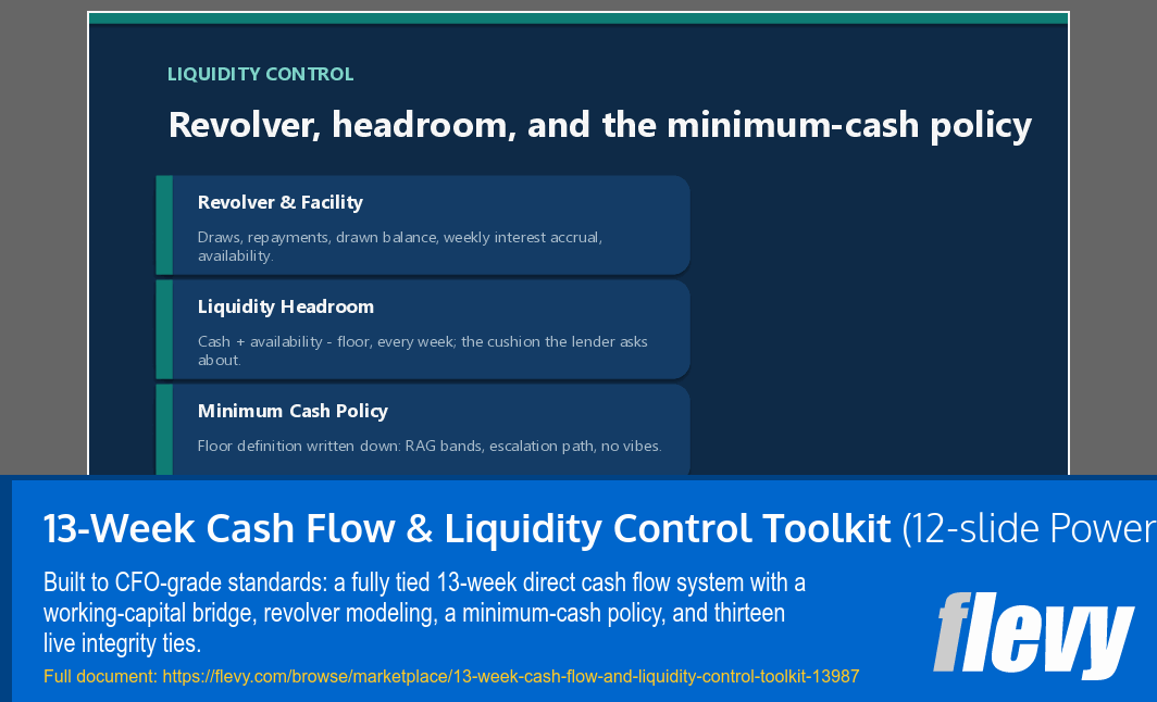13-Week Cash Flow & Liquidity Control Toolkit (12-slide PPT PowerPoint presentation template (PPTX)) Preview Image
