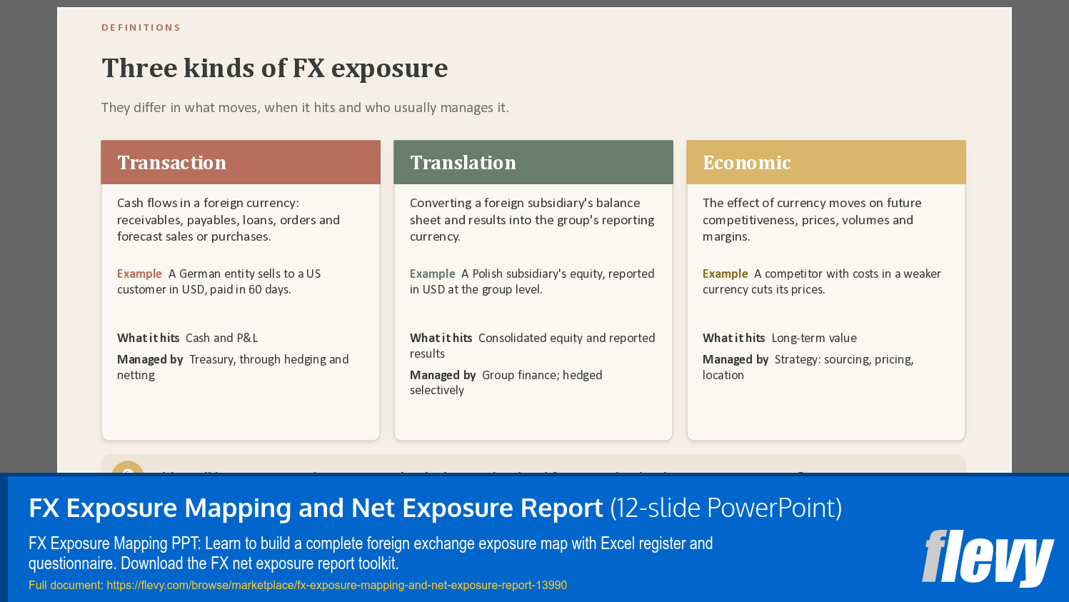 FX Exposure Mapping and Net Exposure Report (12-slide PPT PowerPoint presentation template (PPTX)) Preview Image