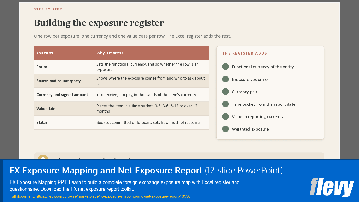 FX Exposure Mapping and Net Exposure Report (12-slide PPT PowerPoint presentation template (PPTX)) Preview Image