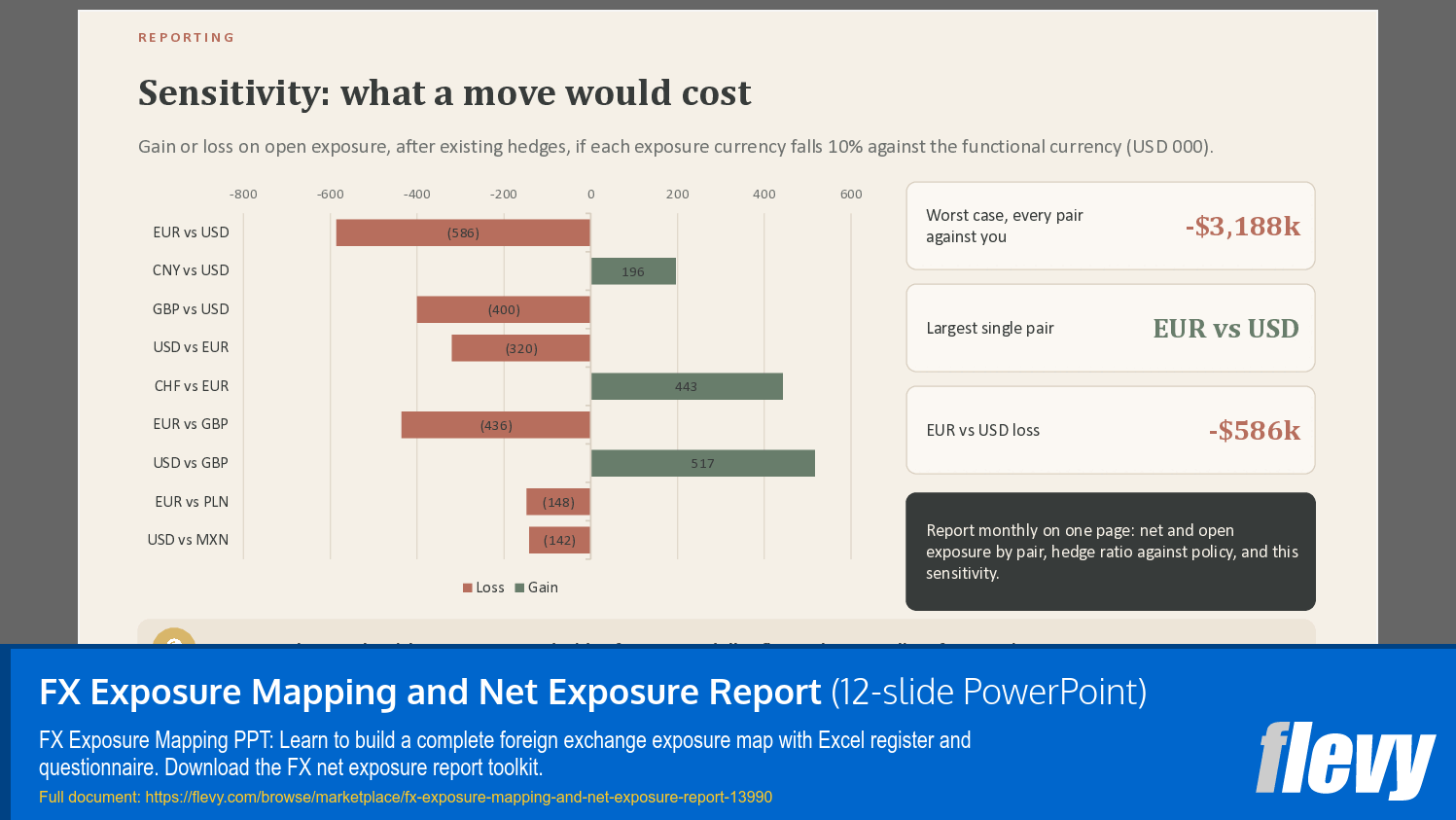 FX Exposure Mapping and Net Exposure Report (12-slide PPT PowerPoint presentation template (PPTX)) Preview Image