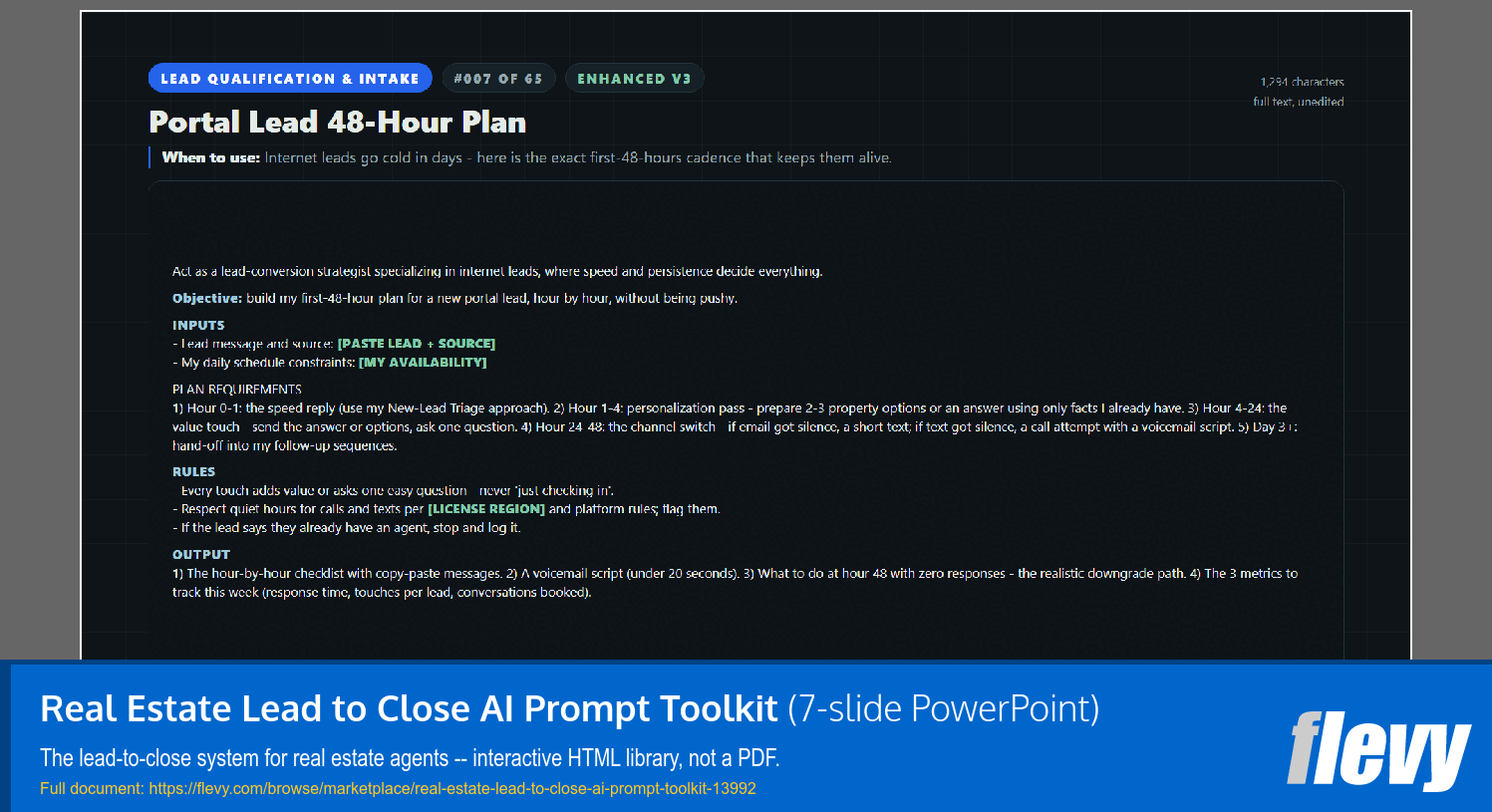 Real Estate Lead to Close AI Prompt Toolkit (7-slide PPT PowerPoint presentation template (PPTX)) Preview Image