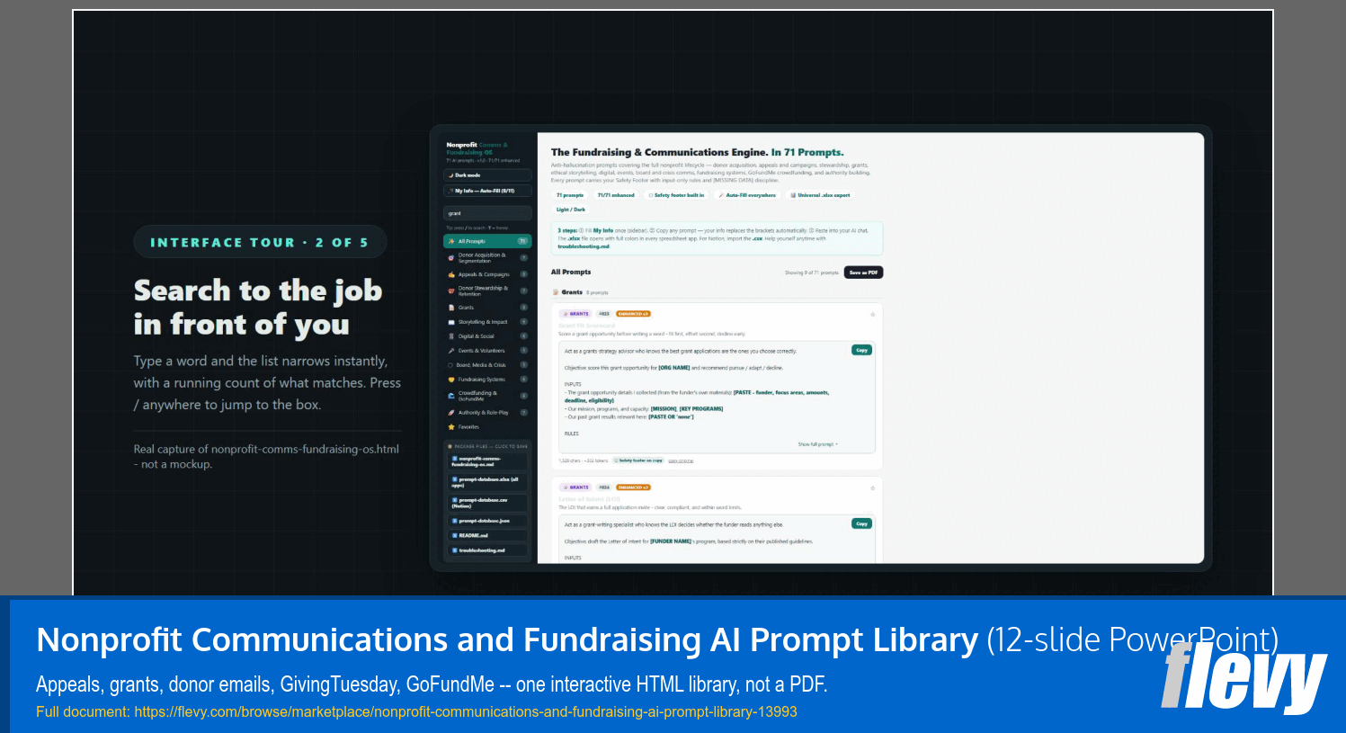 Nonprofit Communications and Fundraising AI Prompt Library (12-slide PPT PowerPoint presentation template (PPTX)) Preview Image