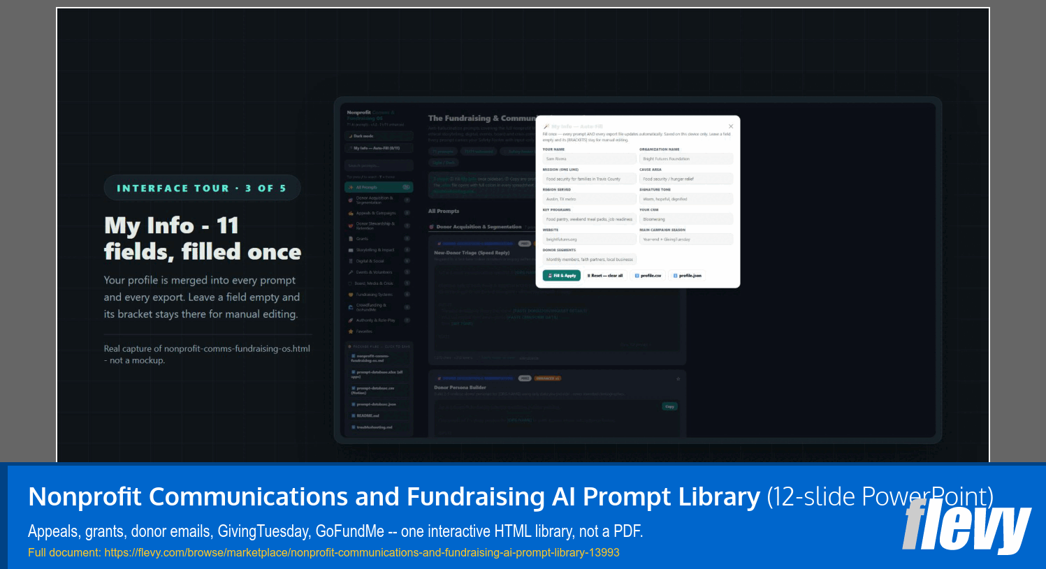 Nonprofit Communications and Fundraising AI Prompt Library (12-slide PPT PowerPoint presentation template (PPTX)) Preview Image