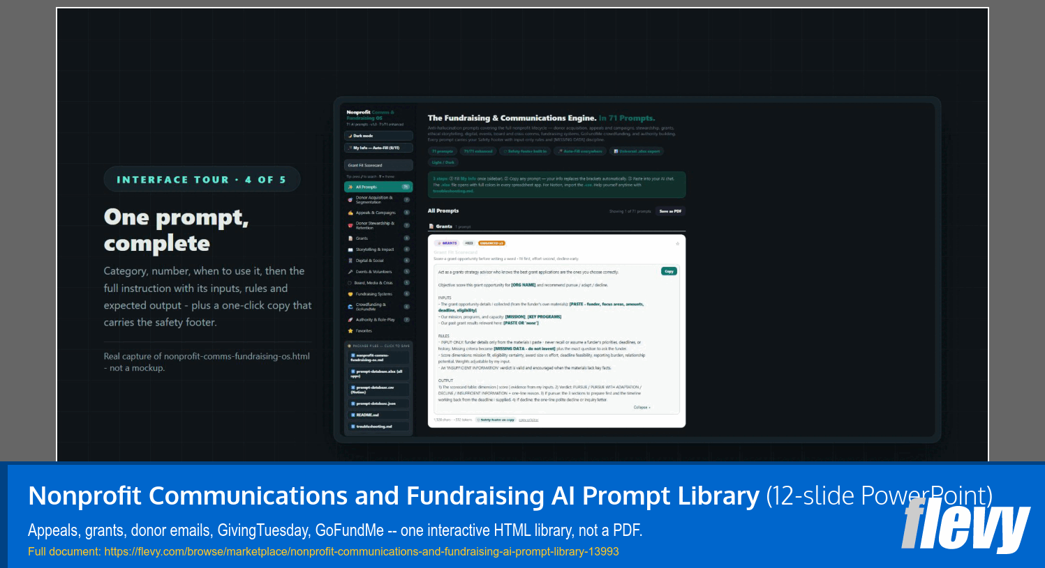 Nonprofit Communications and Fundraising AI Prompt Library (12-slide PPT PowerPoint presentation template (PPTX)) Preview Image