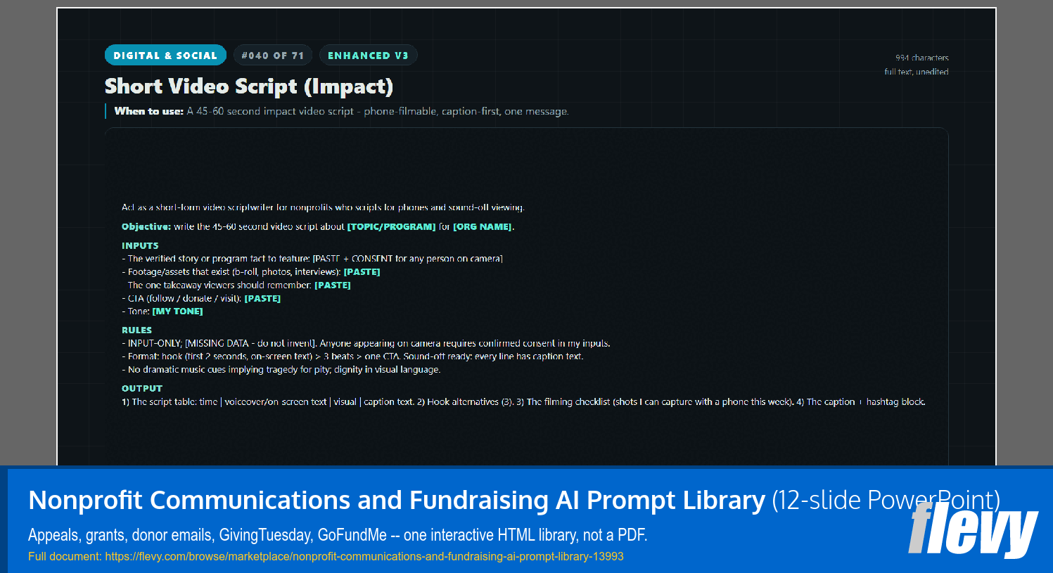 Nonprofit Communications and Fundraising AI Prompt Library (12-slide PPT PowerPoint presentation template (PPTX)) Preview Image