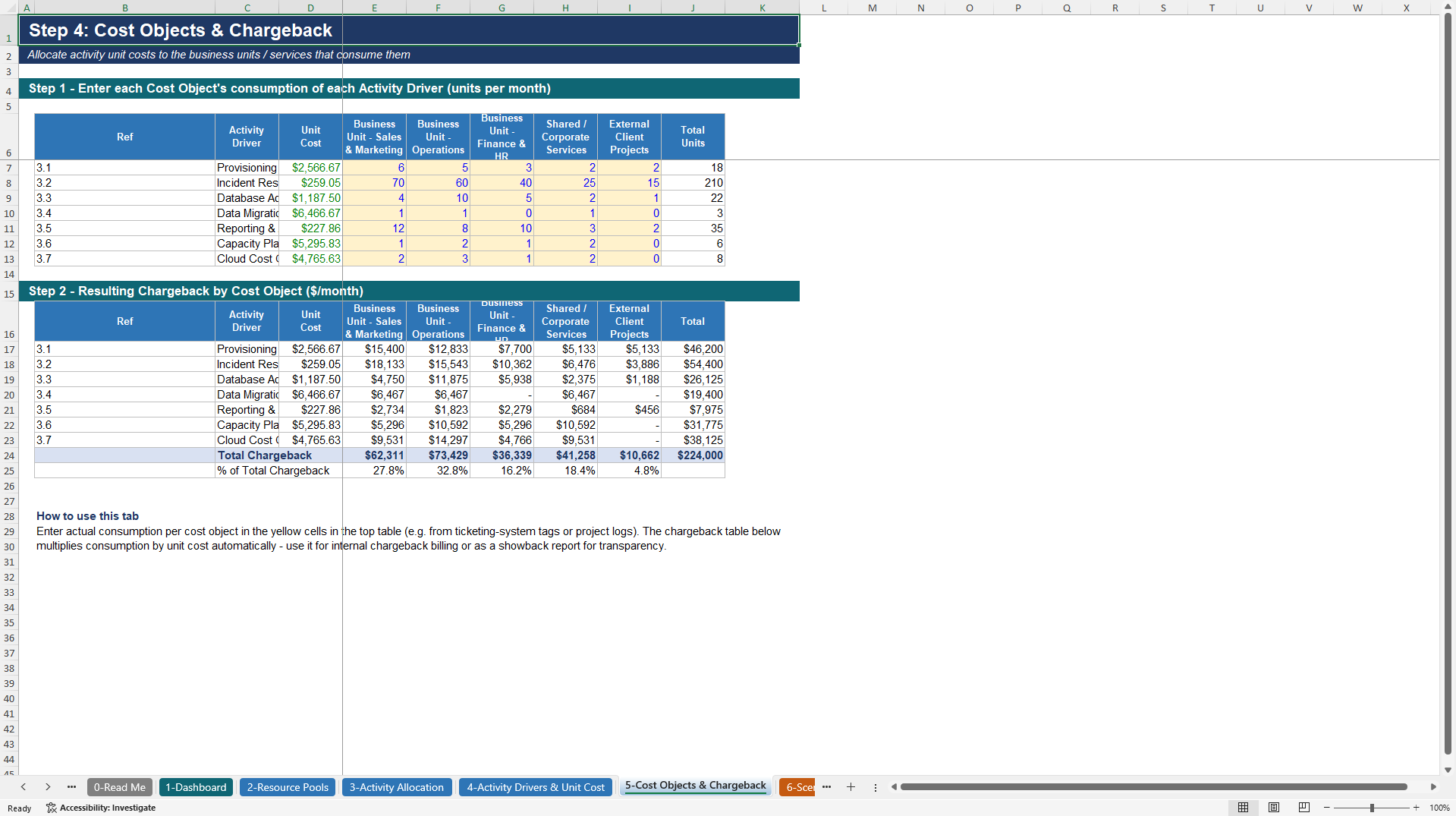 Cost Allocation & Chargeback Model - Professional Edition (Excel template (XLSX)) Preview Image