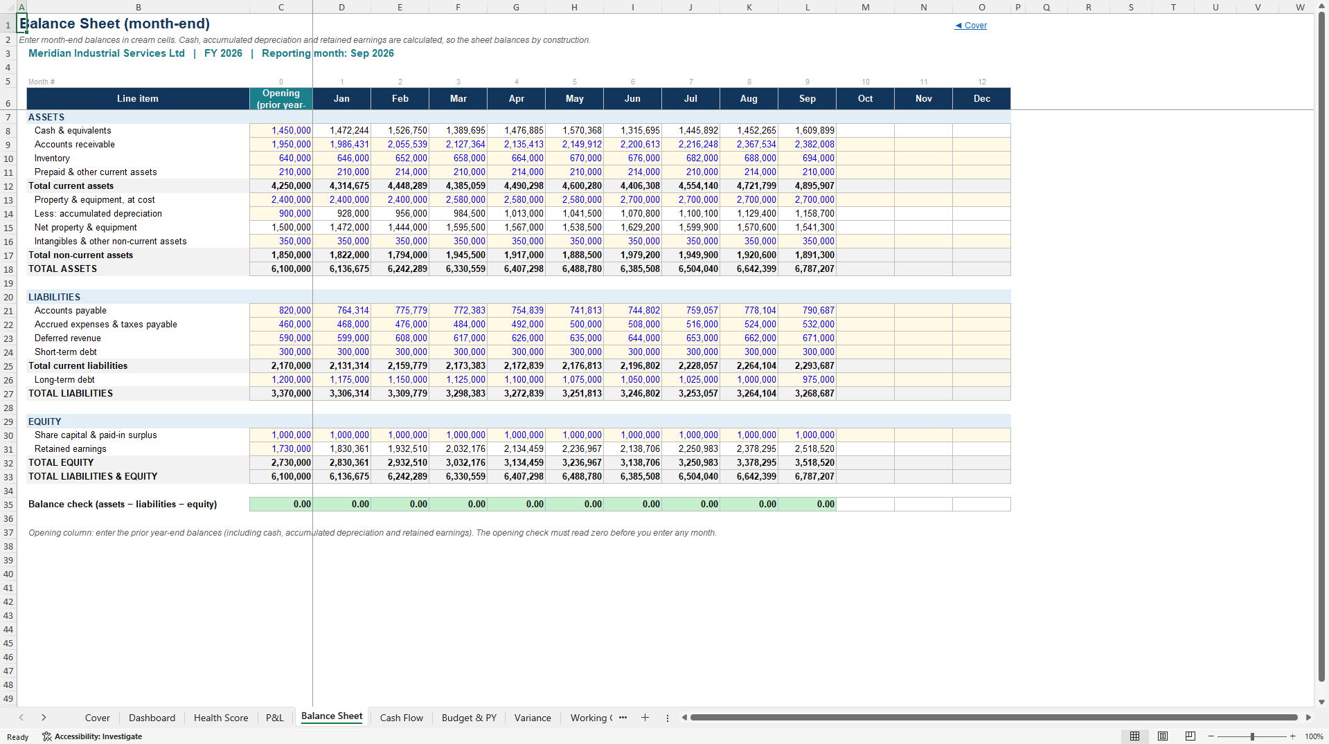 Integrated Financial Health Dashboard for Companies (Excel template (XLSX)) Preview Image