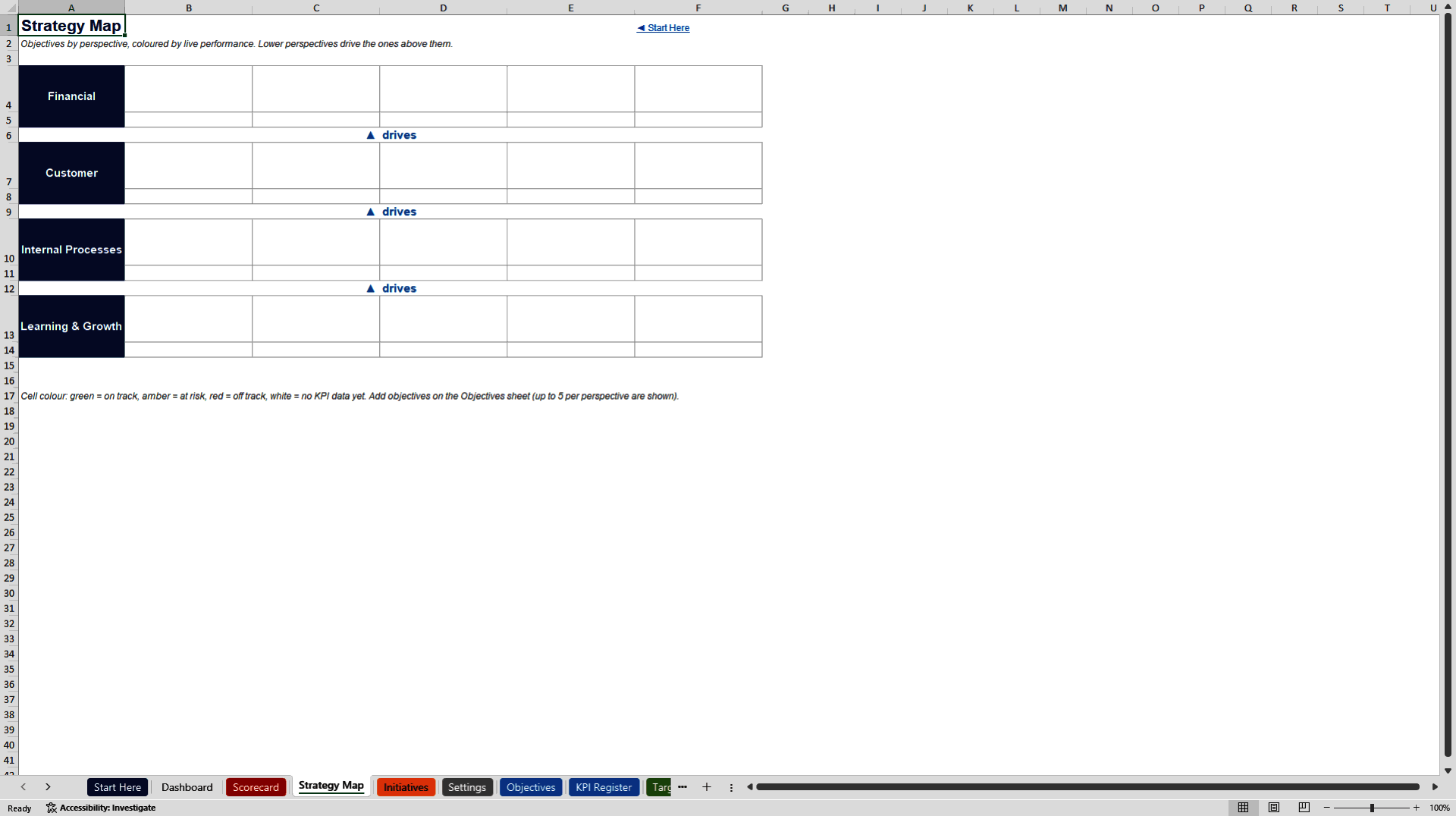 Enterprise Balanced Scorecard and KPI Dashboard (Excel template (XLSX)) Preview Image