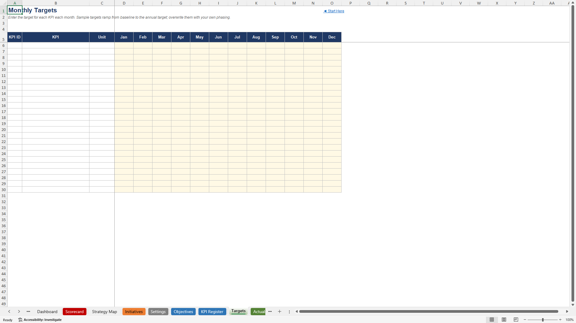 Enterprise Balanced Scorecard and KPI Dashboard (Excel template (XLSX)) Preview Image