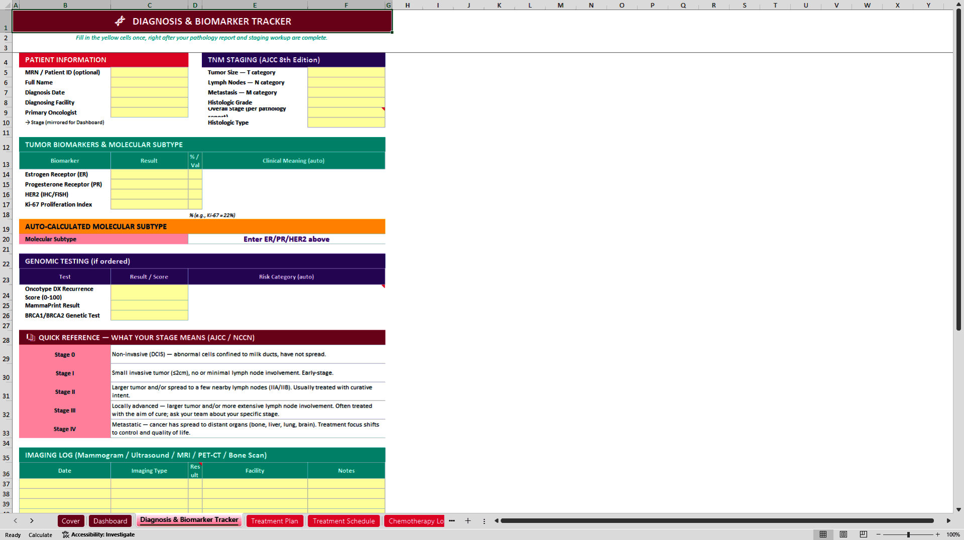 Pink Journey Pro: Breast Cancer Care and Recovery Tracker (Excel template (XLSX)) Preview Image
