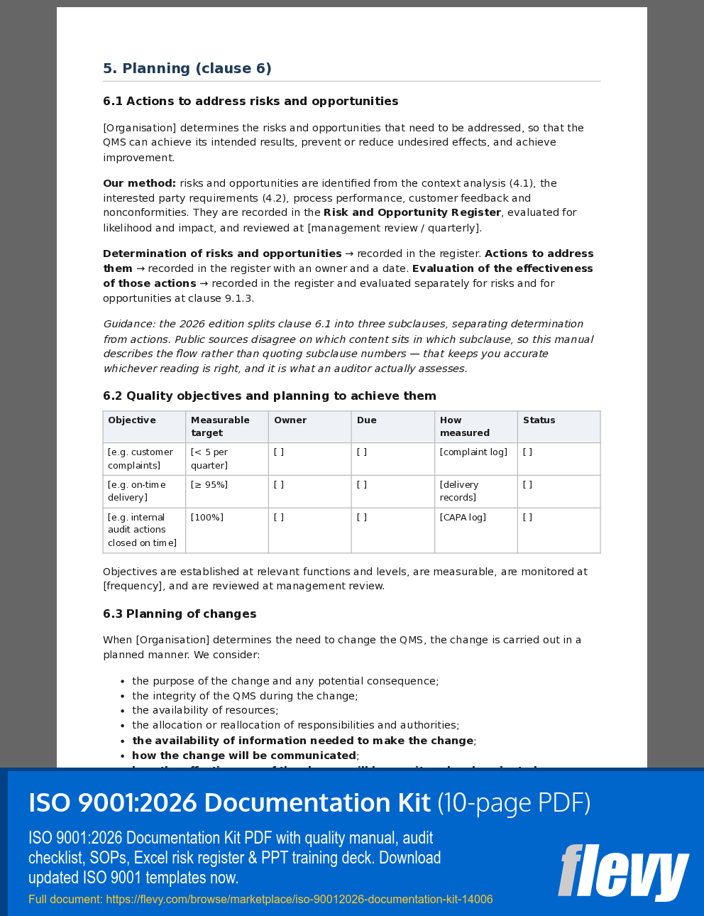 ISO 9001:2026 Documentation Kit (10-page PDF document) Preview Image