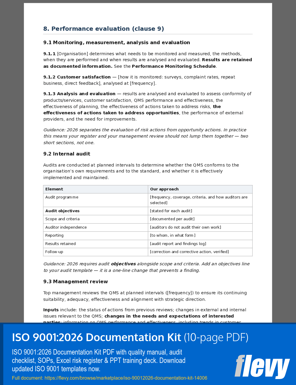 ISO 9001:2026 Documentation Kit (10-page PDF document) Preview Image