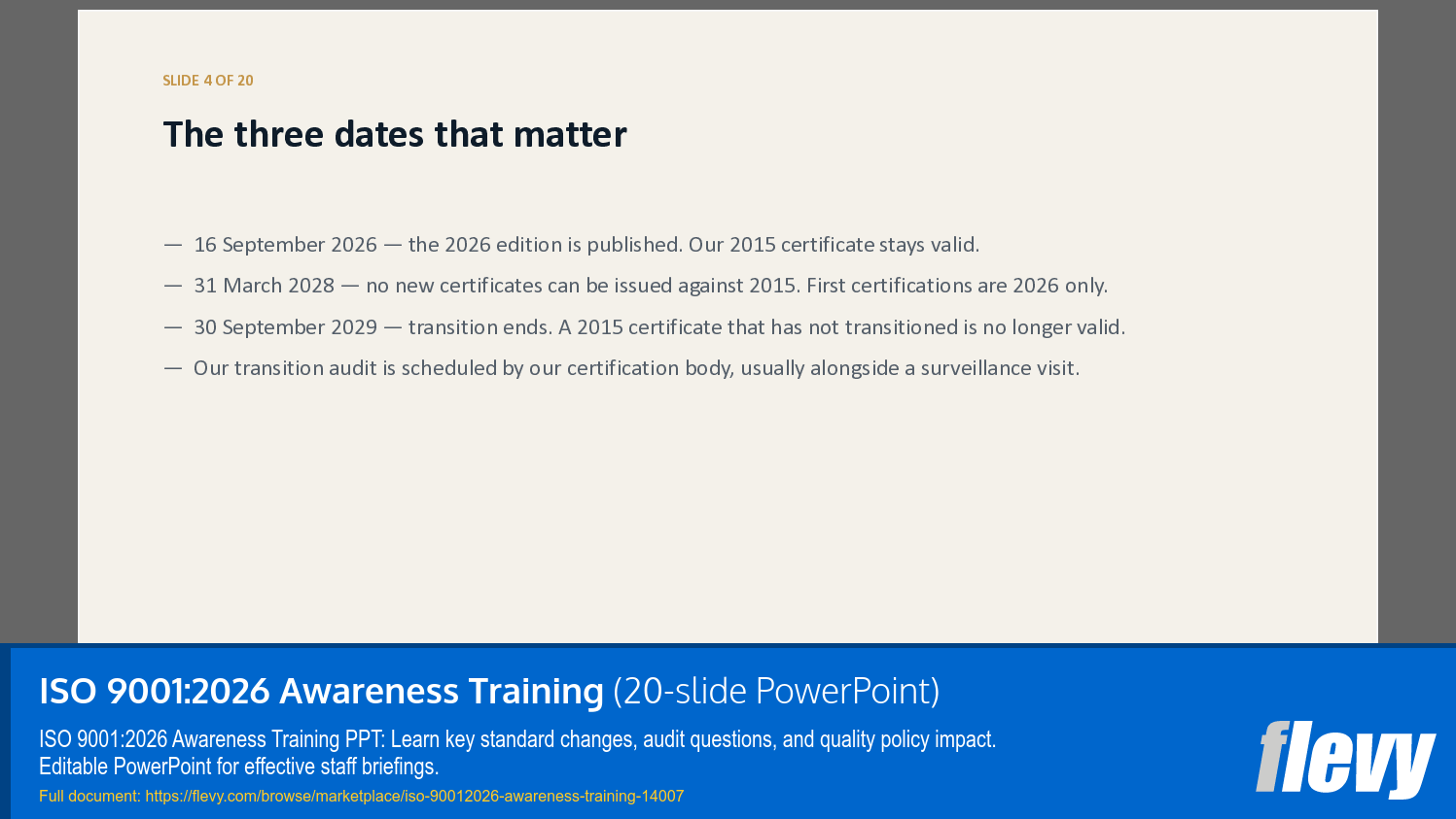 ISO 9001:2026 Awareness Training (20-slide PPT PowerPoint presentation template (PPTX)) Preview Image