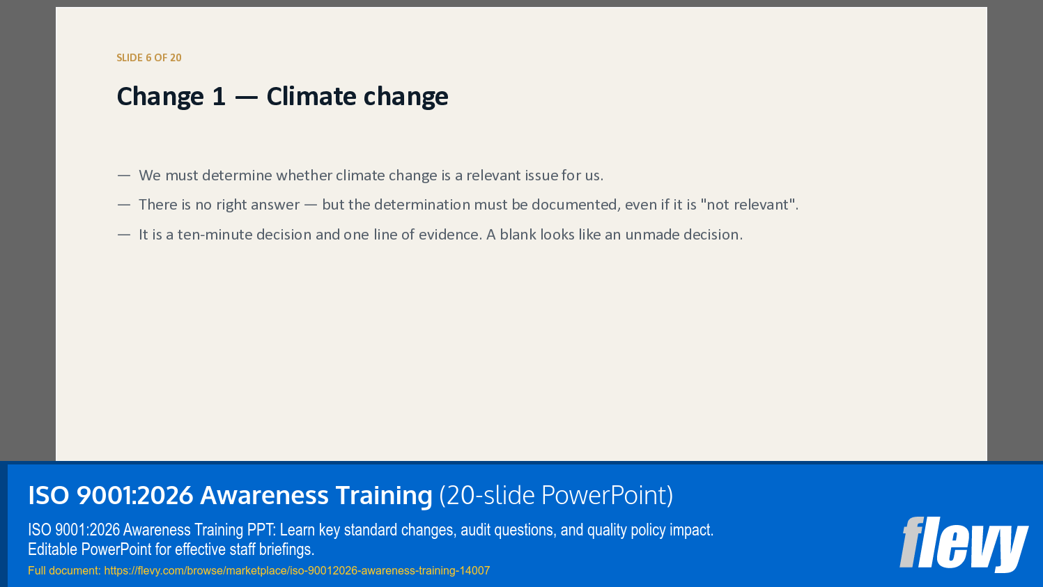 ISO 9001:2026 Awareness Training (20-slide PPT PowerPoint presentation template (PPTX)) Preview Image