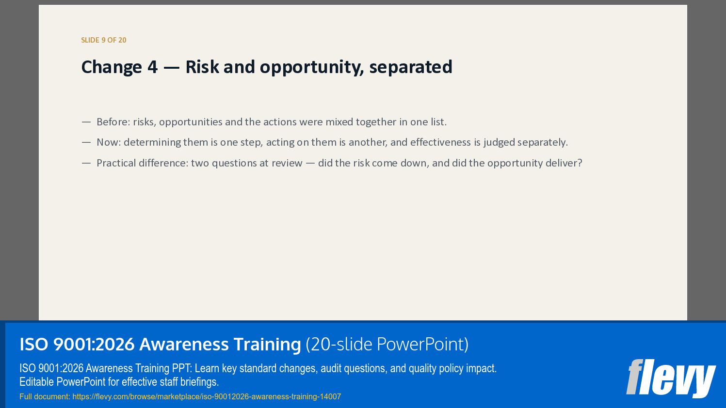 ISO 9001:2026 Awareness Training (20-slide PPT PowerPoint presentation template (PPTX)) Preview Image