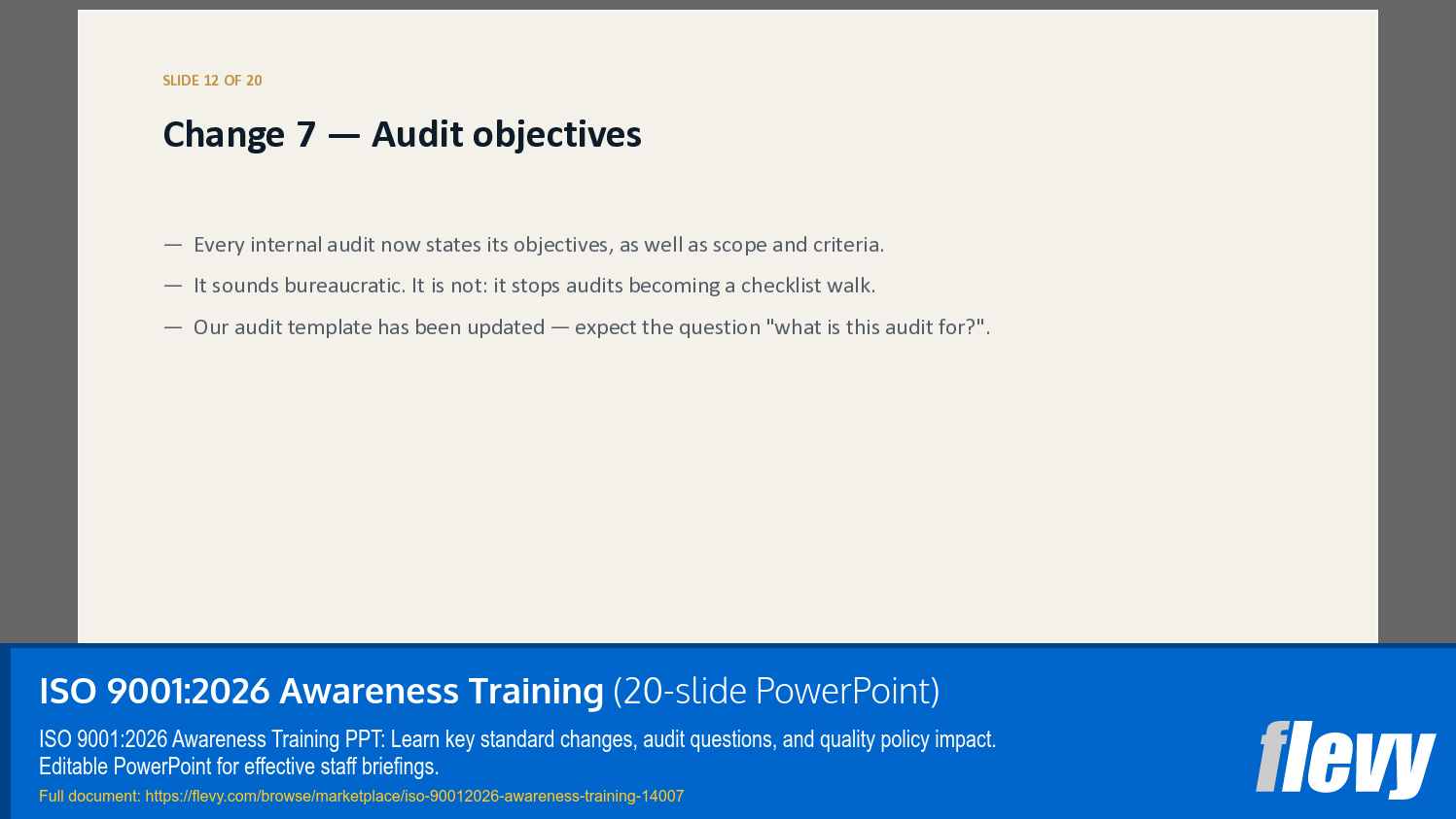 ISO 9001:2026 Awareness Training (20-slide PPT PowerPoint presentation template (PPTX)) Preview Image