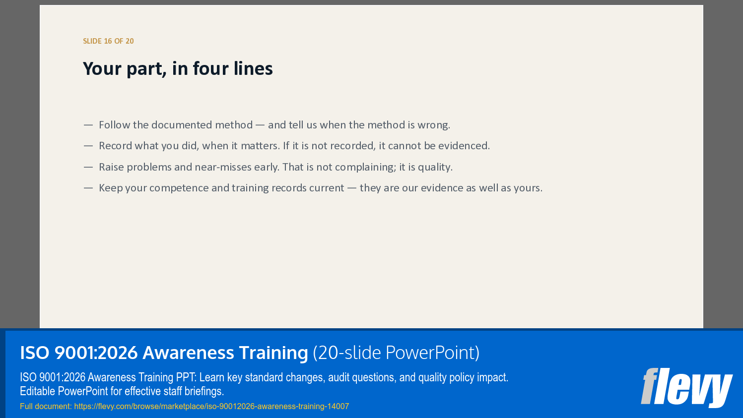 ISO 9001:2026 Awareness Training (20-slide PPT PowerPoint presentation template (PPTX)) Preview Image