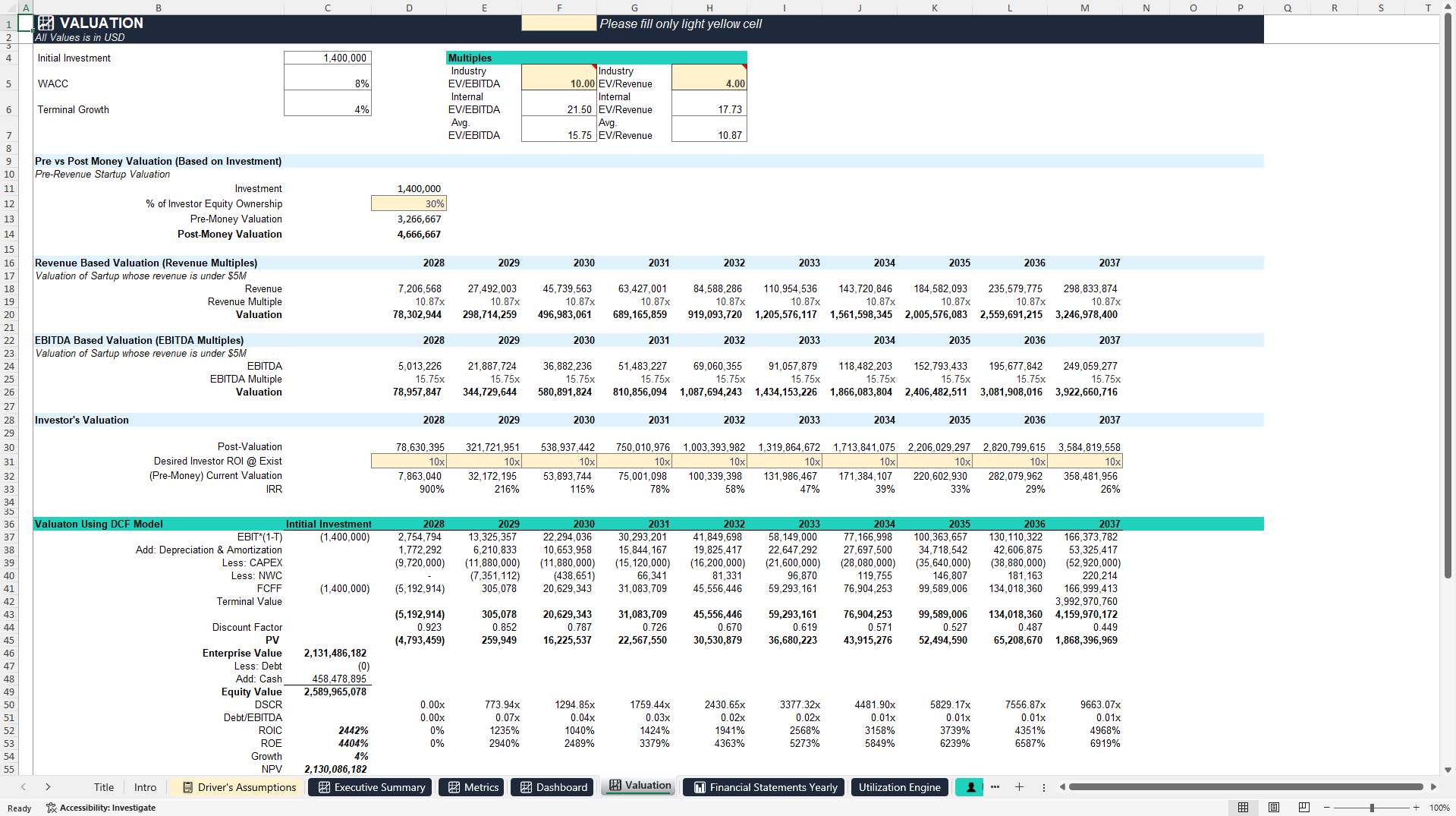 AI GPU As A Service Financial Projection Model Template (Excel template (XLSX)) Preview Image