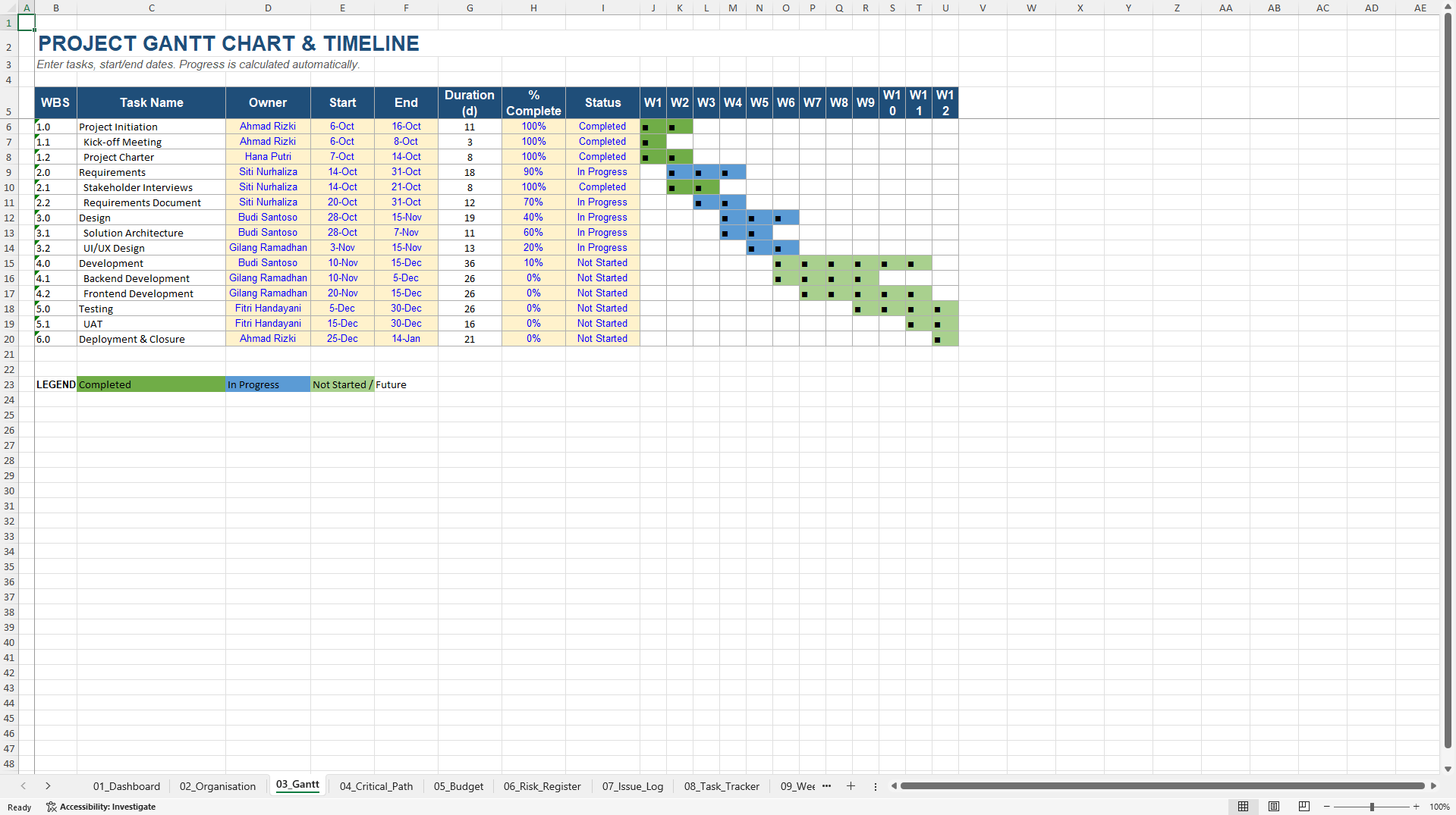Project Control Tower: Full PMO Excel Operating System (Excel template (XLSX)) Preview Image