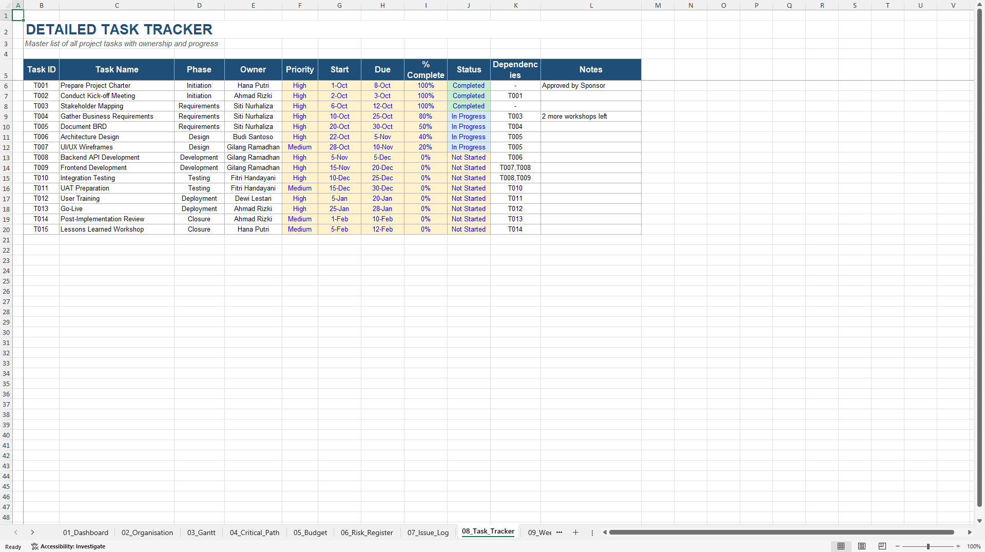 Project Control Tower: Full PMO Excel Operating System (Excel template (XLSX)) Preview Image