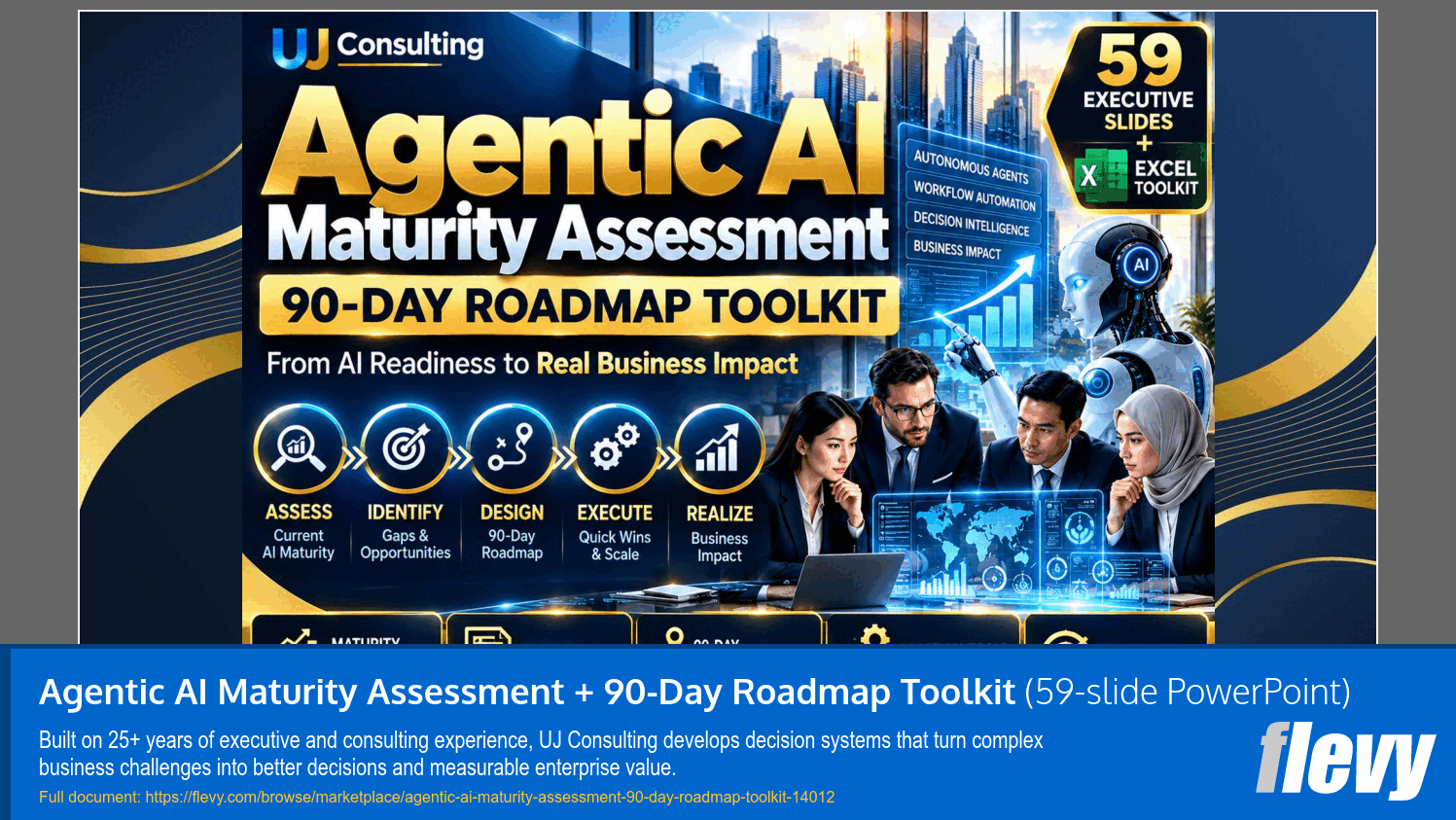 Agentic AI Maturity Assessment + 90-Day Roadmap Toolkit (59-slide PPT PowerPoint presentation template (PPTX)) Preview Image
