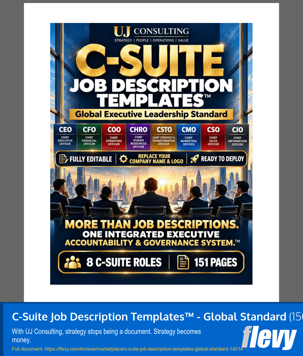 C-Suite Job Description Templates™ - Global Standard (150-page Word document) Preview Image