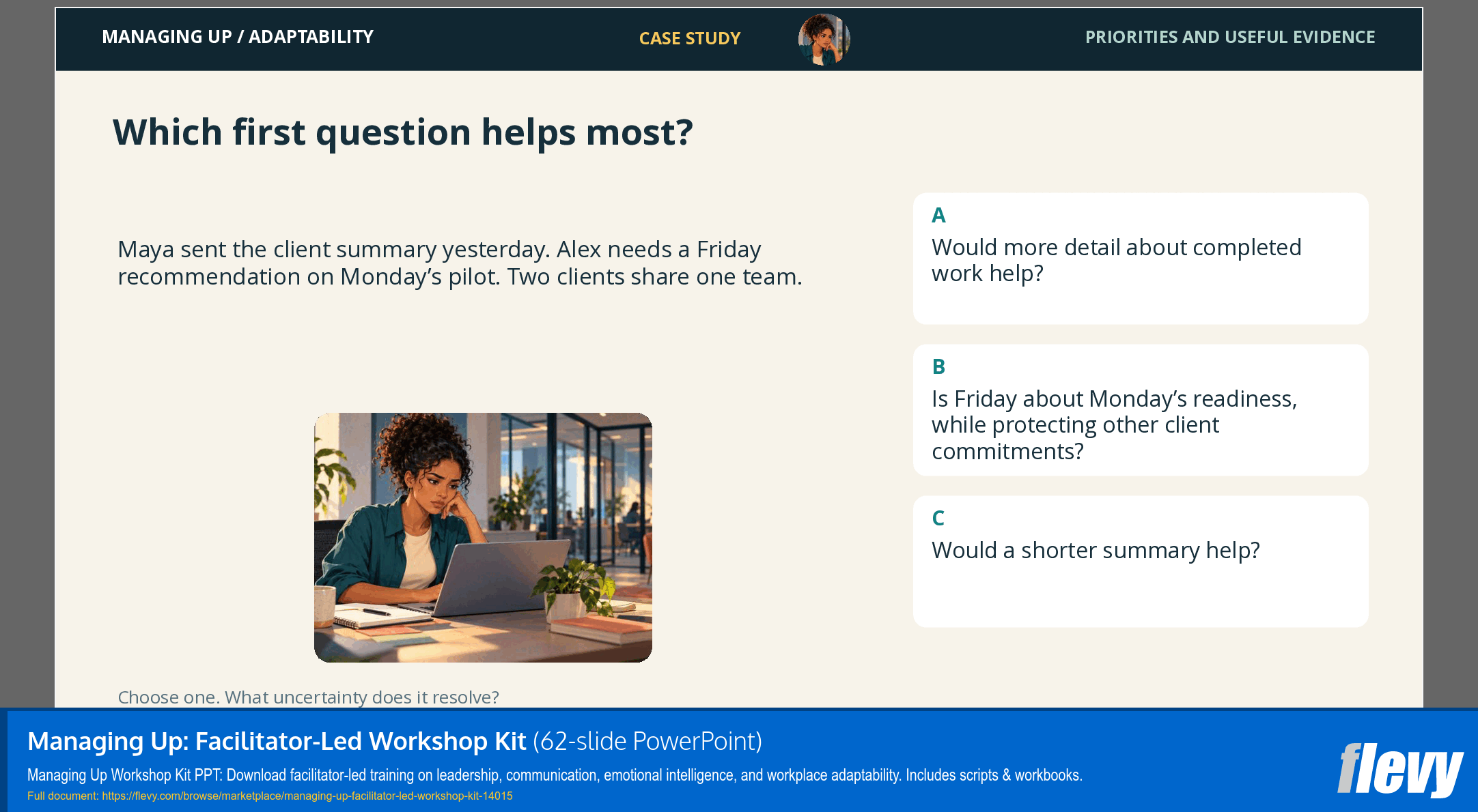 Managing Up: Facilitator-Led Workshop Kit (62-slide PPT PowerPoint presentation template (PPTX)) Preview Image