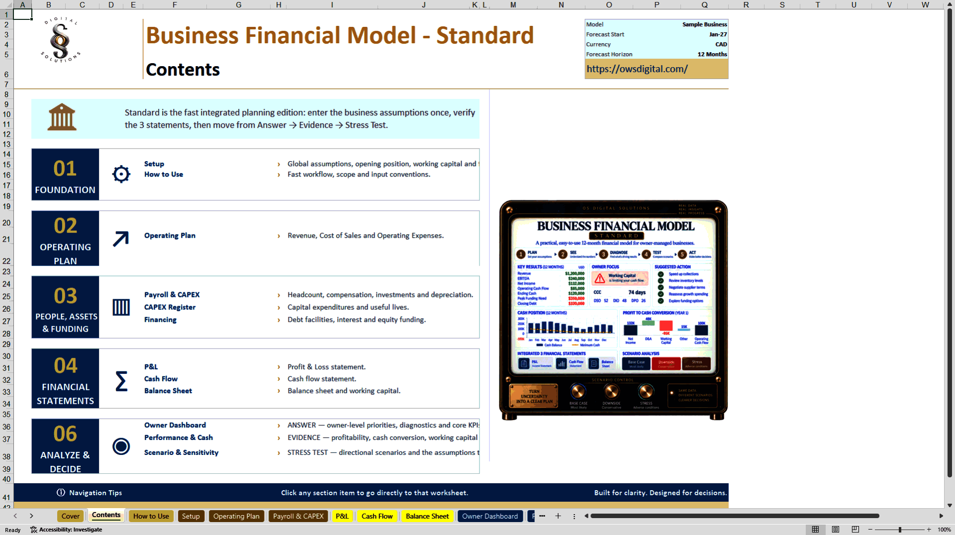 Business Financial Model for Planning and Forecasting (Excel template (XLSX)) Preview Image