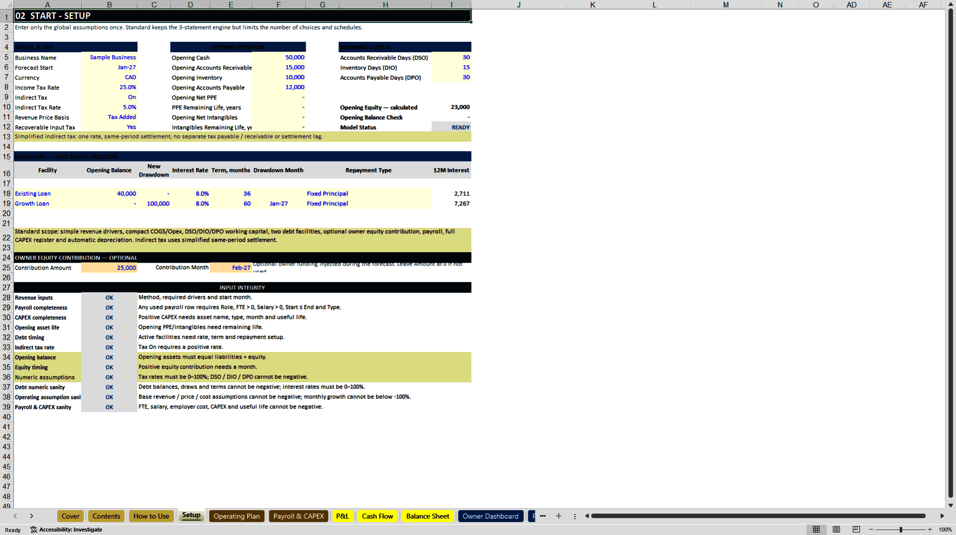 Business Financial Model for Planning and Forecasting (Excel template (XLSX)) Preview Image