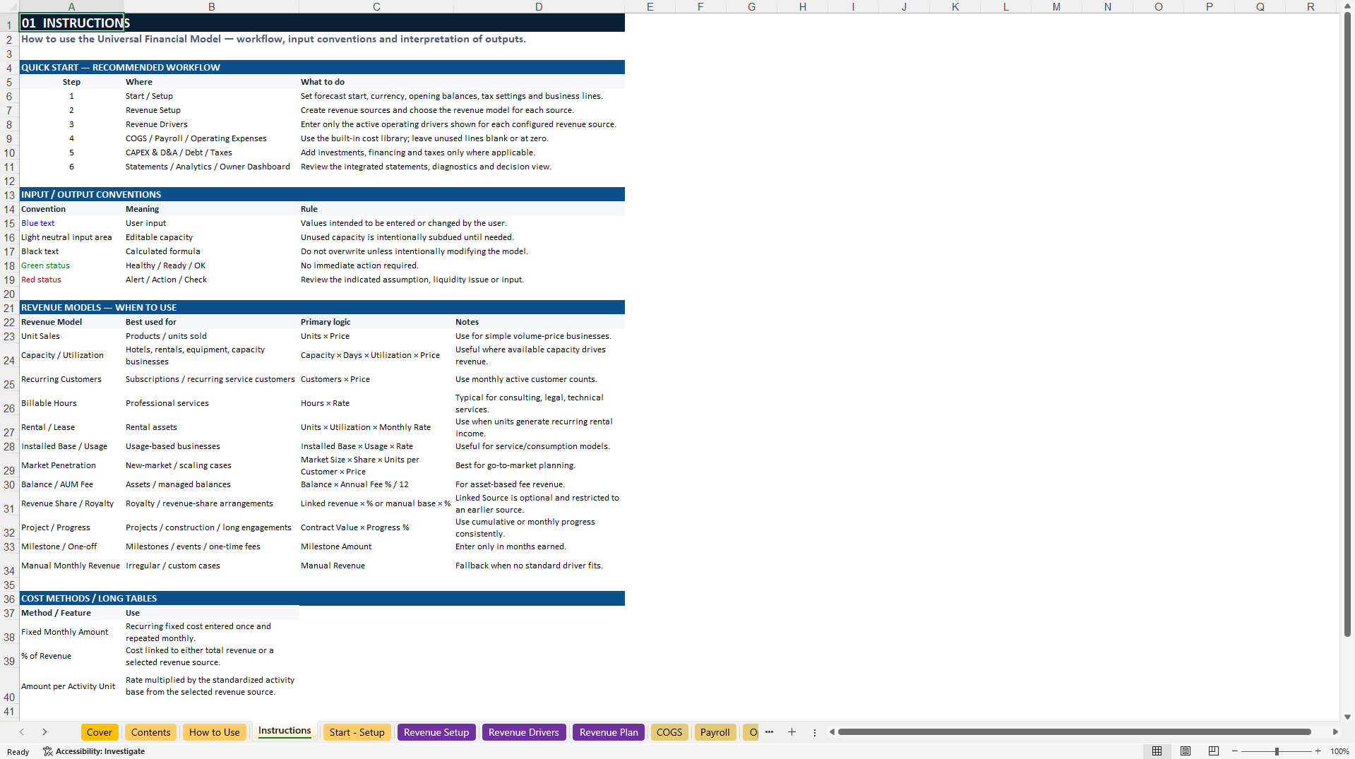 Universal Financial Model - Senior Edition (Excel template (XLSX)) Preview Image