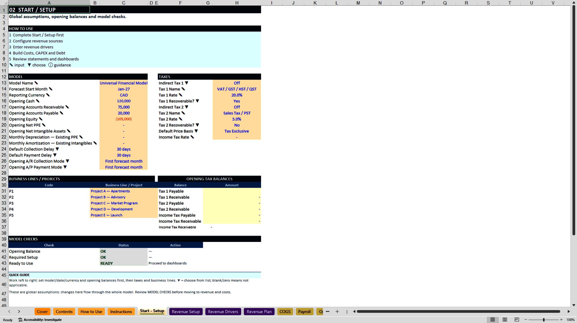 Universal Financial Model - Senior Edition (Excel template (XLSX)) Preview Image
