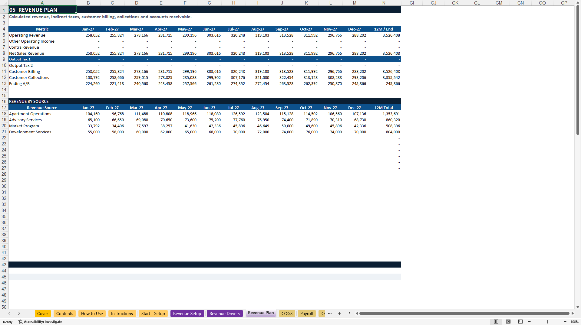 Universal Financial Model - Senior Edition (Excel template (XLSX)) Preview Image