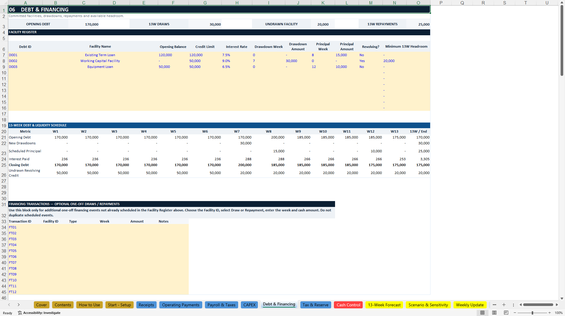 13-Week Cash Control Decision System (Excel template (XLSX)) Preview Image