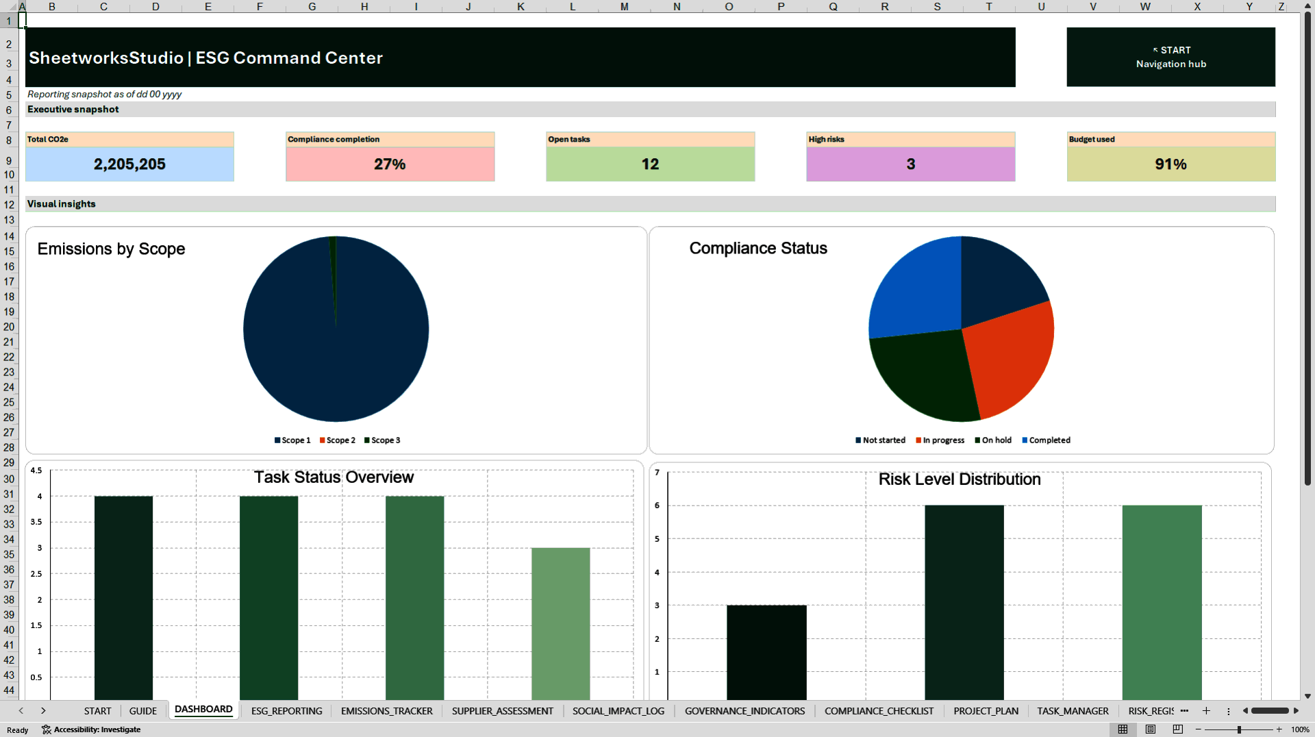 ESG Management & CSRD Readiness Control Center (Excel template (XLSX)) Preview Image