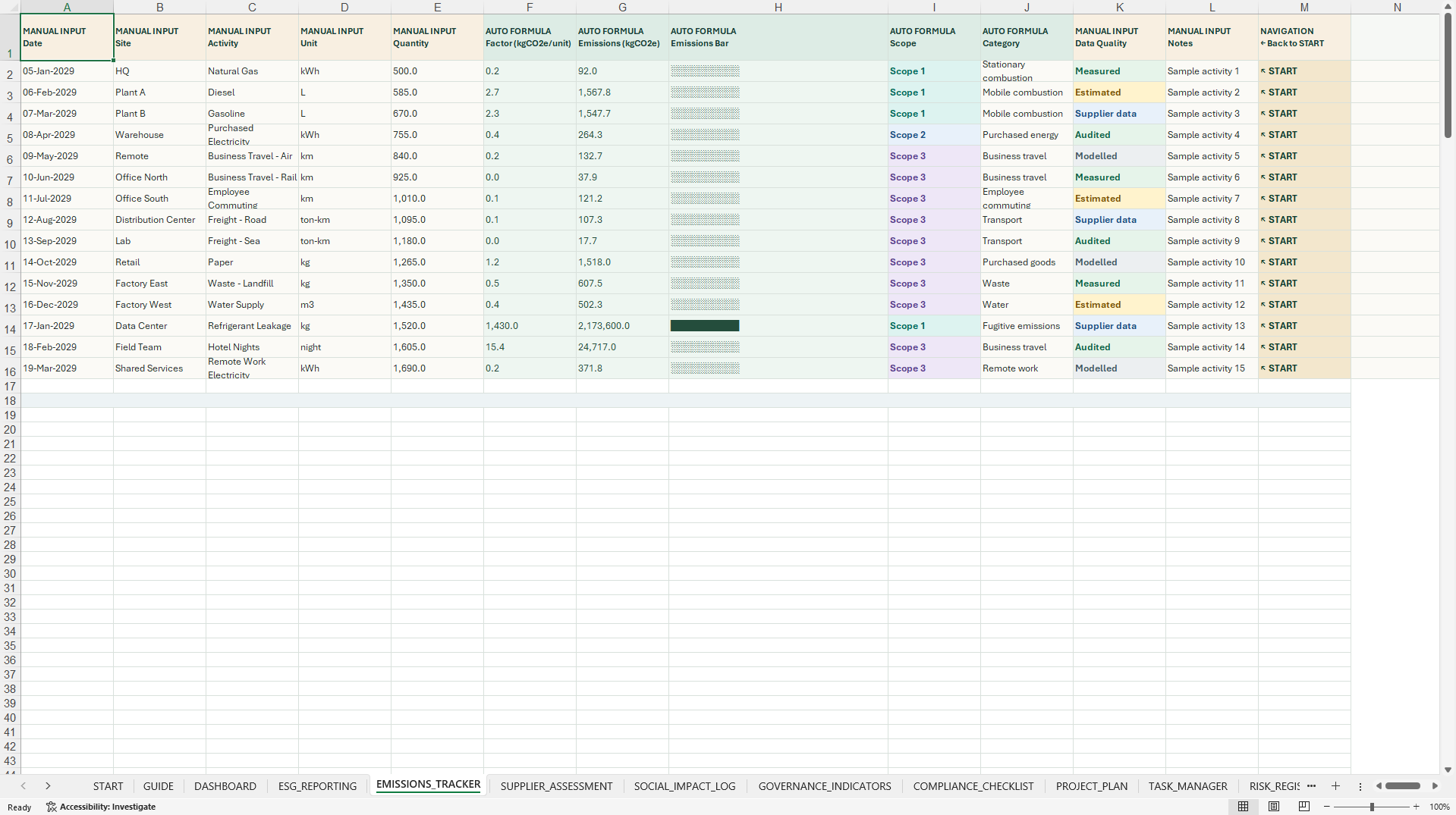 ESG Management & CSRD Readiness Control Center (Excel template (XLSX)) Preview Image