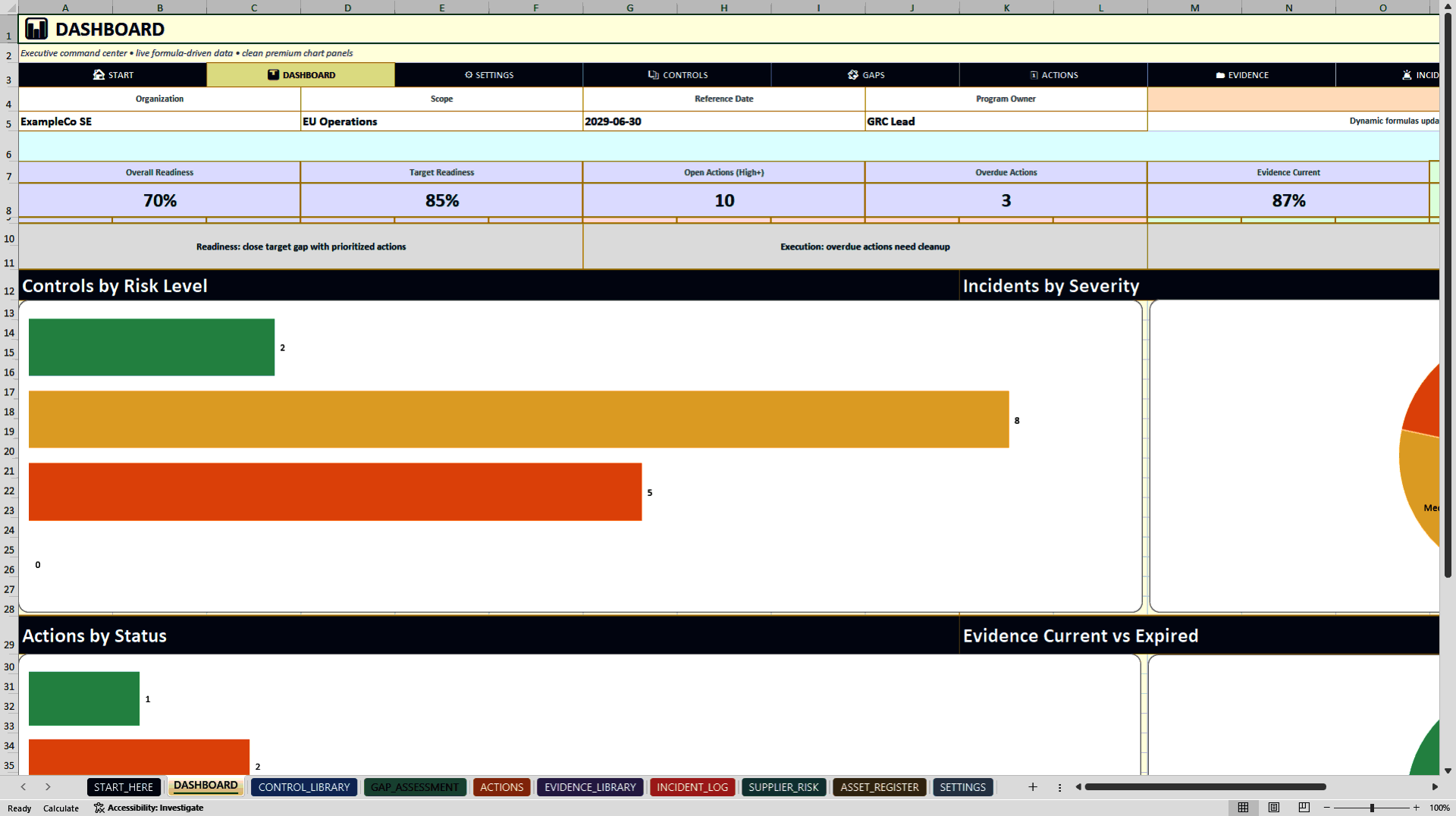 NIS2 Readiness & Evidence Tracker | Excel GRC Toolkit (Excel template (XLSX)) Preview Image