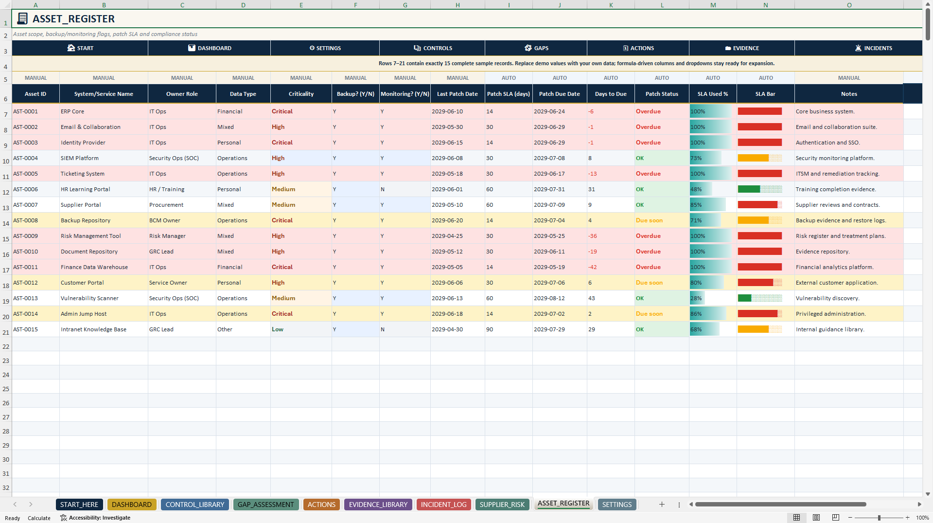 NIS2 Readiness & Evidence Tracker | Excel GRC Toolkit (Excel template (XLSX)) Preview Image