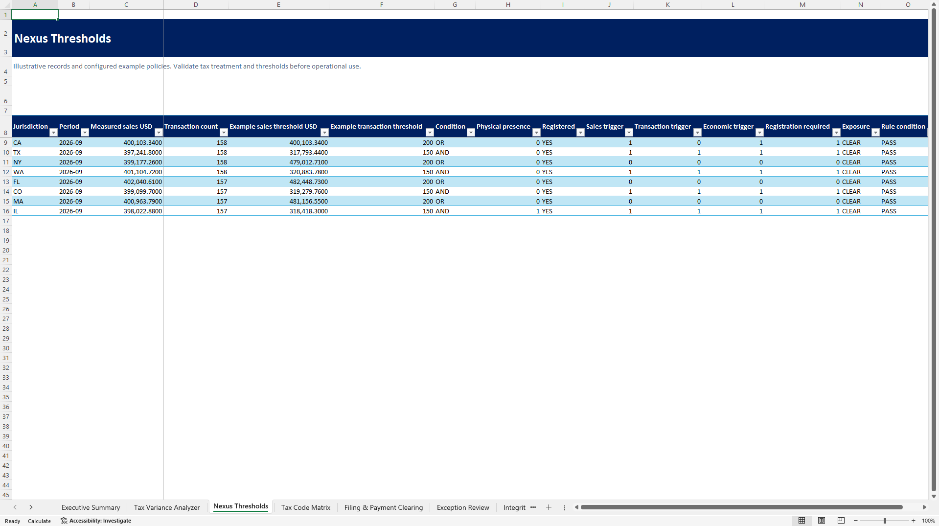 SaaS Subscription Tax & Nexus Remittance Control Tower (Excel template (XLSX)) Preview Image
