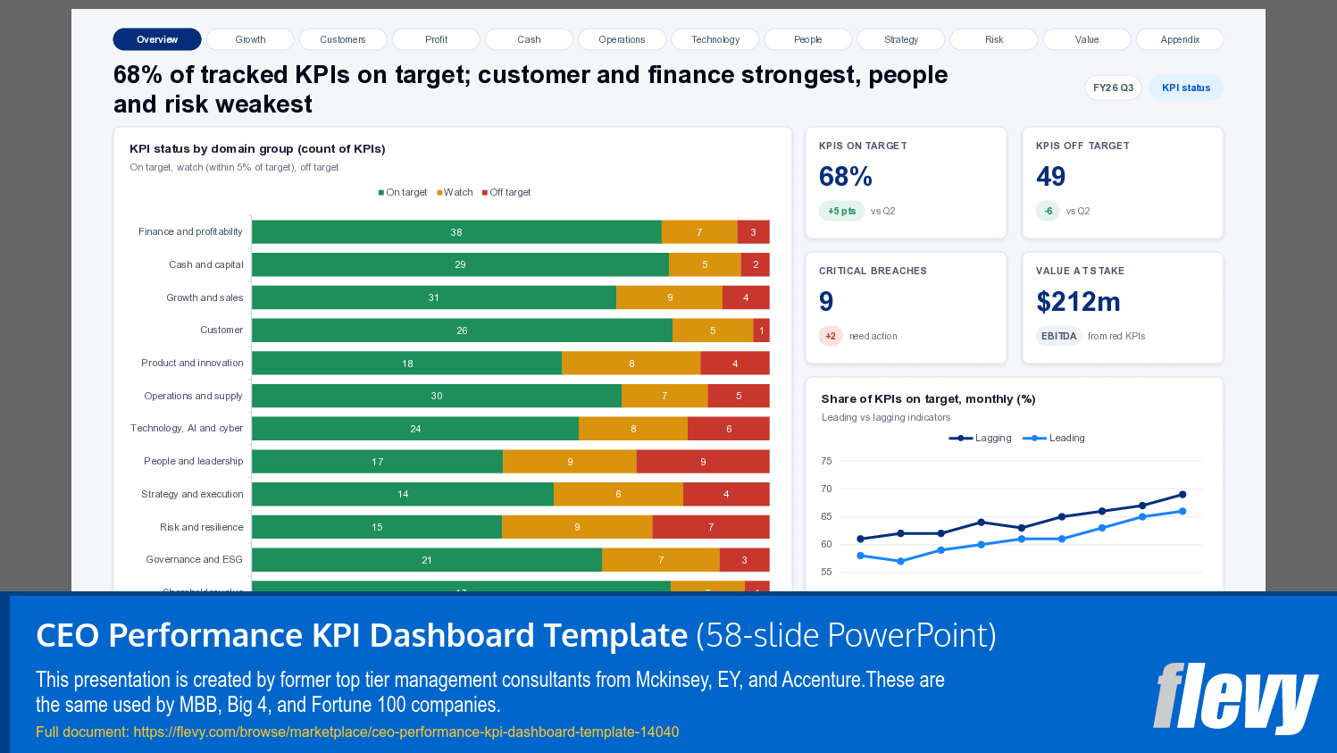 CEO Performance KPI Dashboard Template (58-slide PPT PowerPoint presentation template (PPTX)) Preview Image