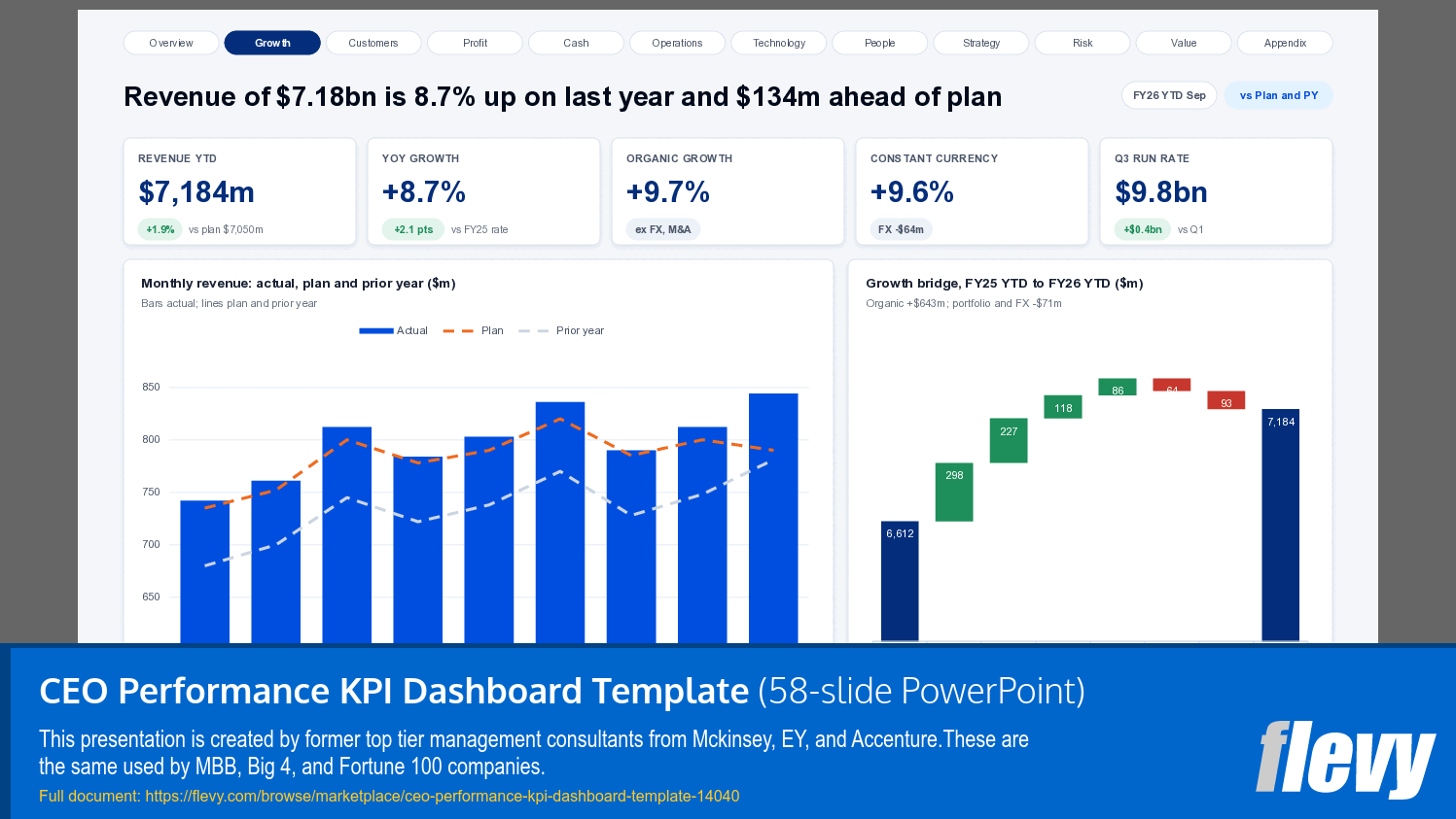 CEO Performance KPI Dashboard Template (58-slide PPT PowerPoint presentation template (PPTX)) Preview Image