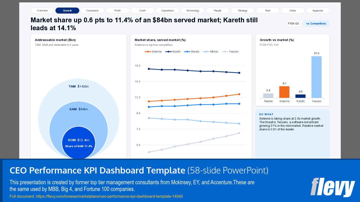 CEO Performance KPI Dashboard Template (58-slide PPT PowerPoint presentation template (PPTX)) Preview Image