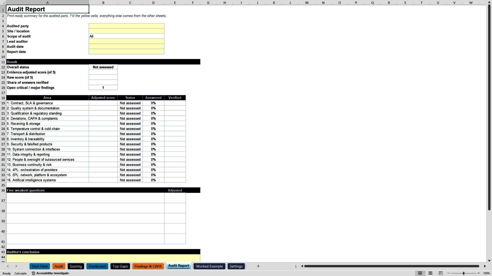 Supplier and Logistics Provider Audit: 3PL, 4PL, 5PL and AI (Excel template (XLSX)) Preview Image