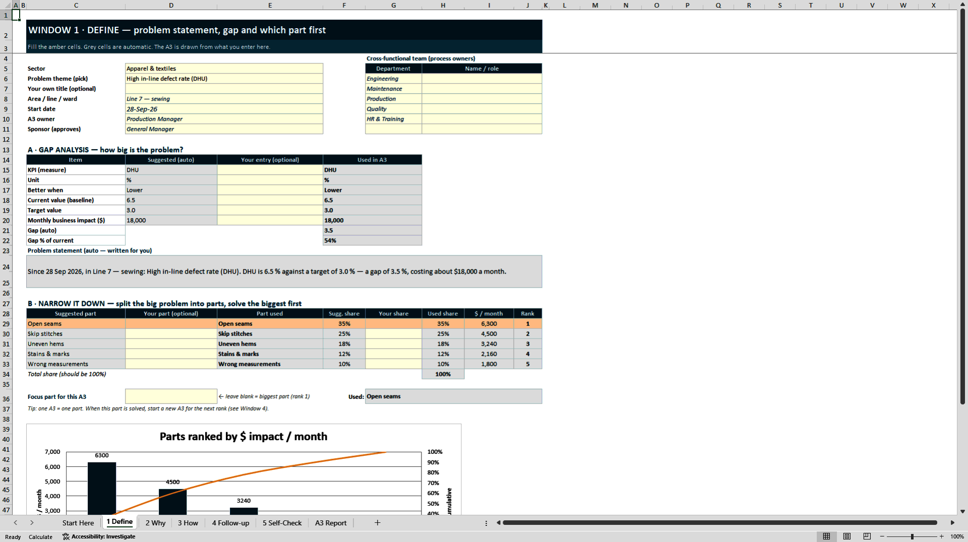 A3 Problem Solving Toolkit with Guide Book (Excel template (XLSX)) Preview Image