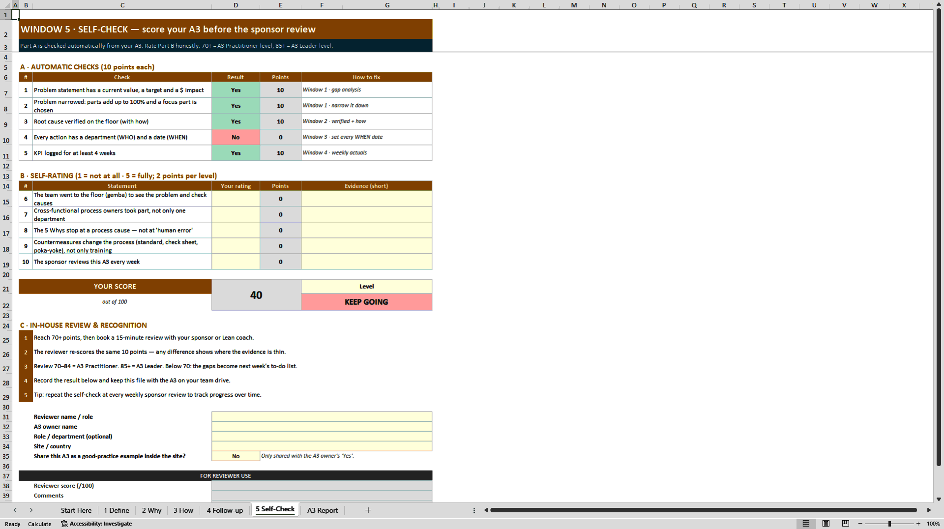 A3 Problem Solving Toolkit with Guide Book (Excel template (XLSX)) Preview Image