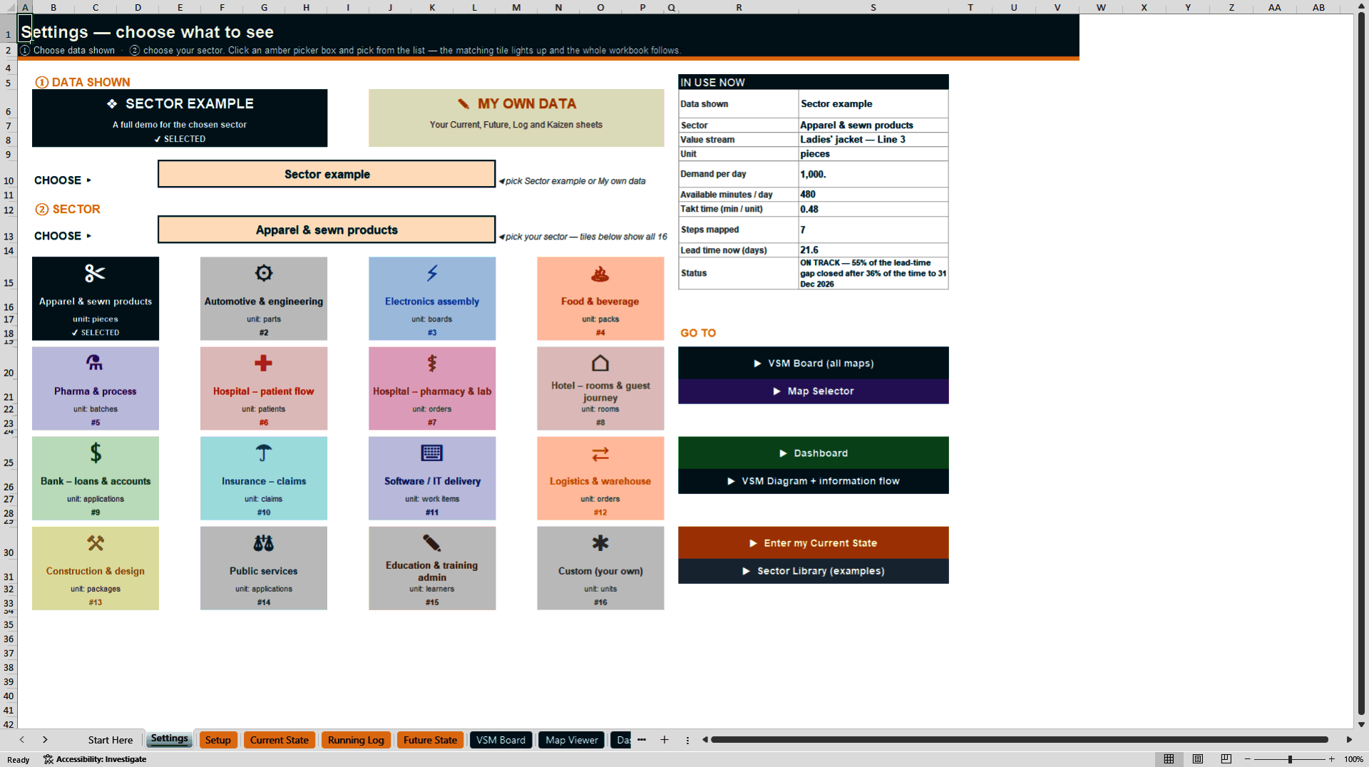 Live Value Stream Mapping Toolkit with Guide Book (Excel template (XLSX)) Preview Image