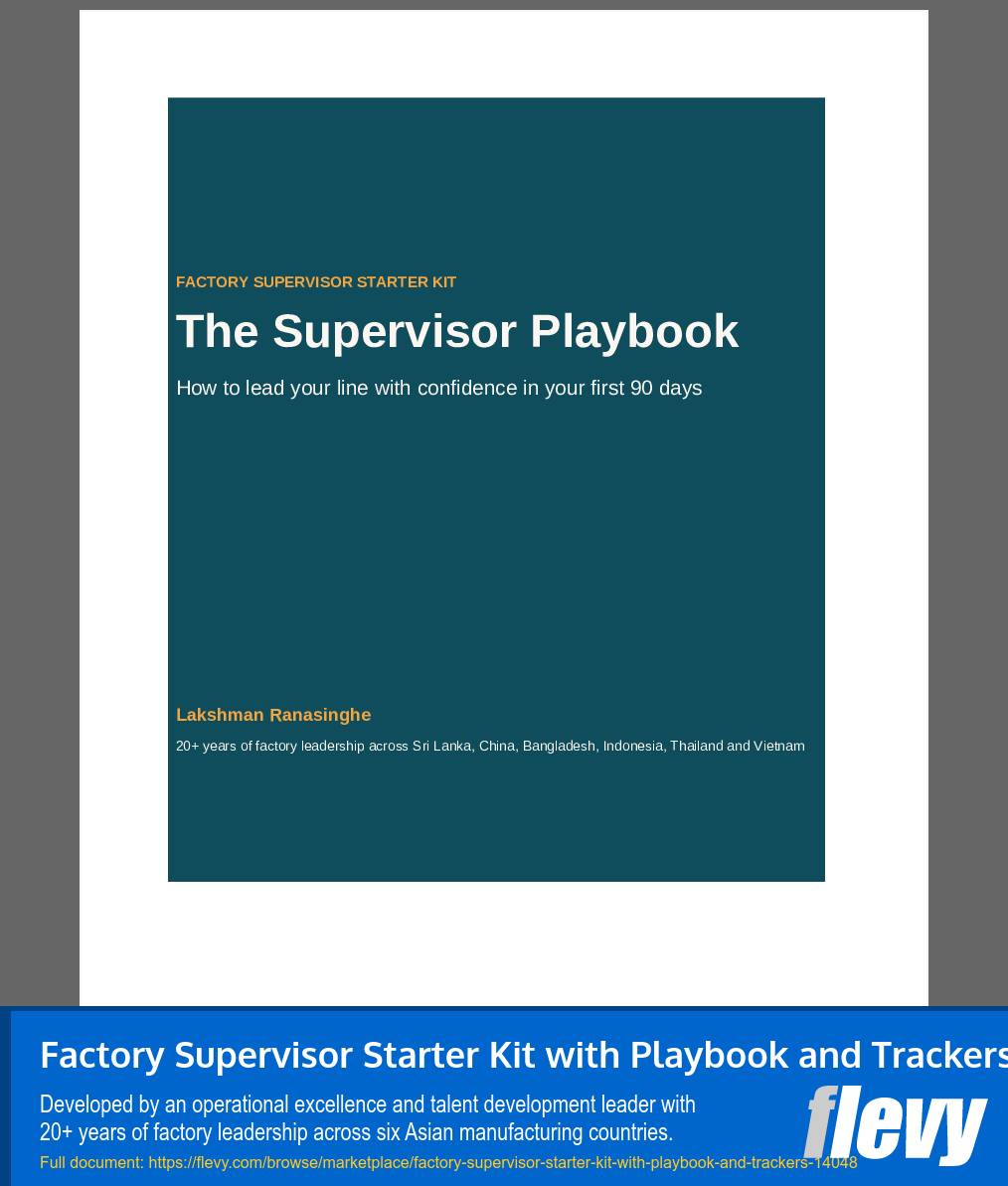 Factory Supervisor Starter Kit with Playbook and Trackers (27-page PDF document) Preview Image