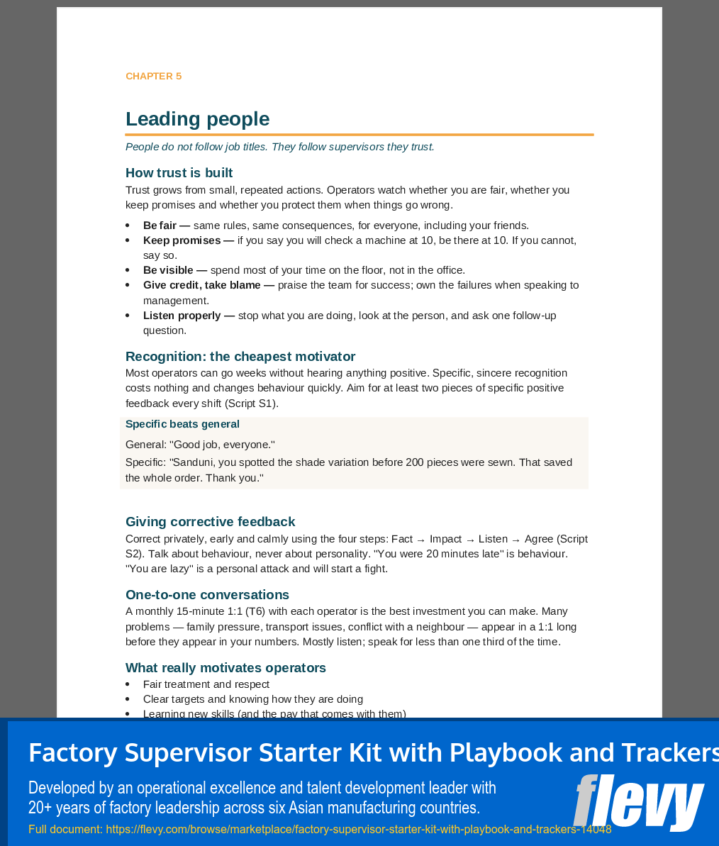 Factory Supervisor Starter Kit with Playbook and Trackers (27-page PDF document) Preview Image